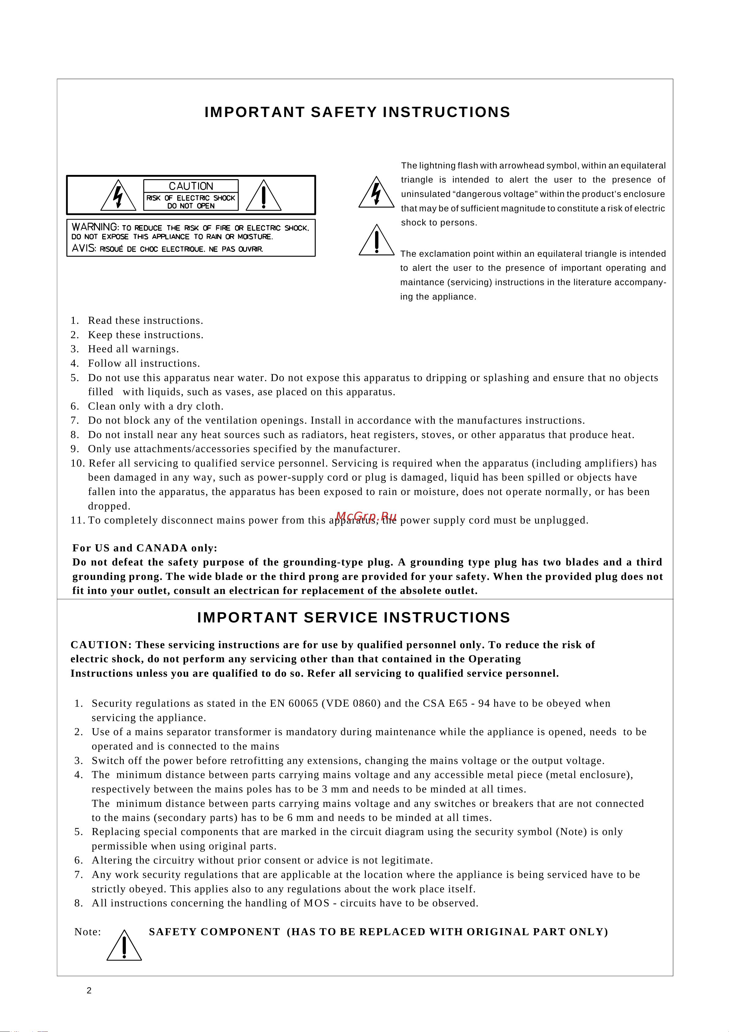 MIDAS VF16 [2/29] Important safety instructions
