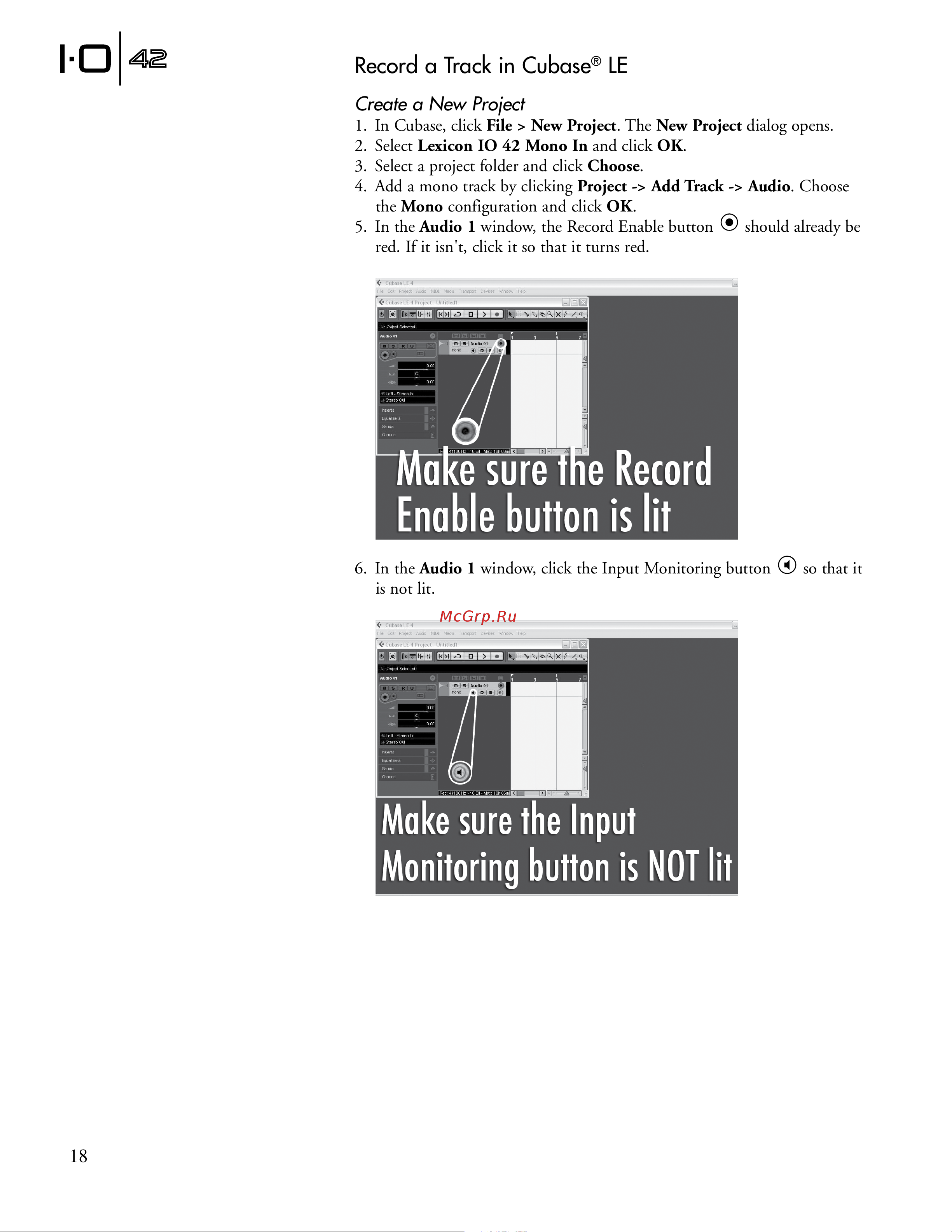 Lexicon IO42 [24/32] Record a track in cubas