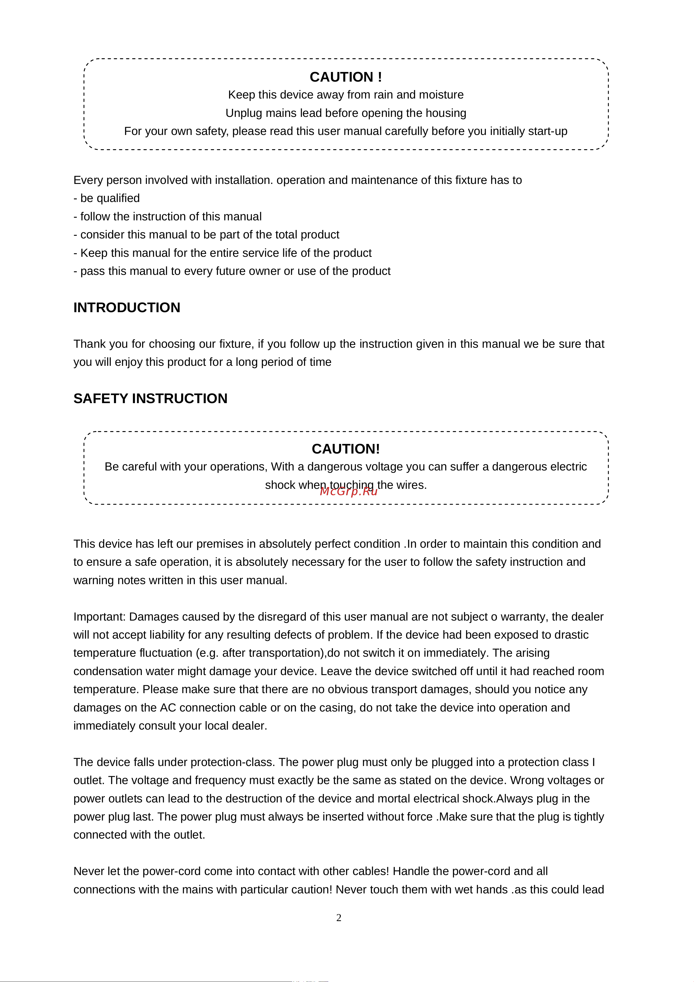 Involight MH78W [3/8] Caution