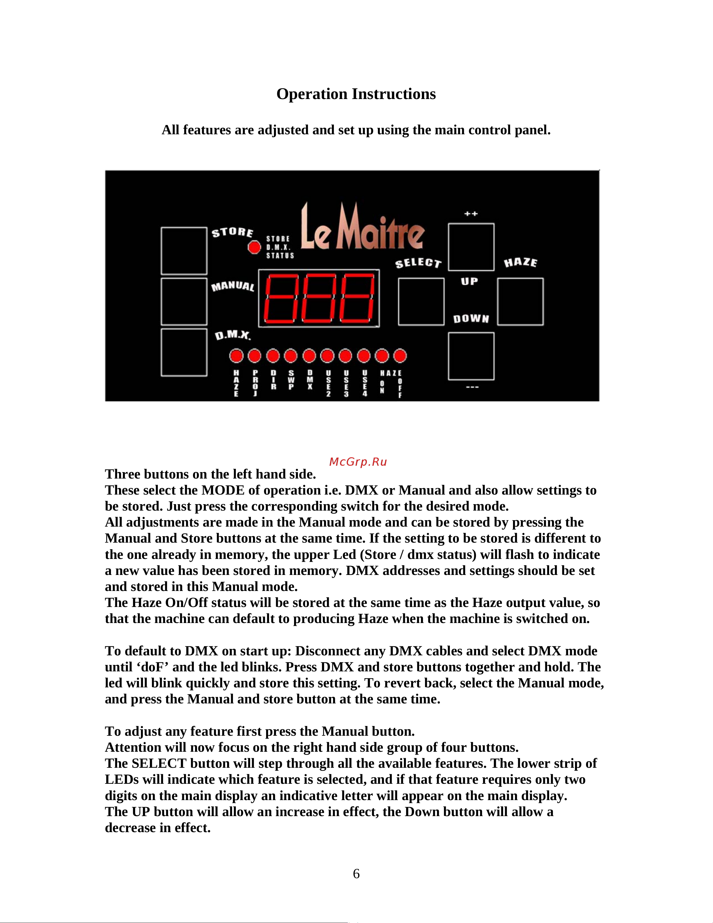 LE MAITRE MVS HAZER [6/11] Operation instructions