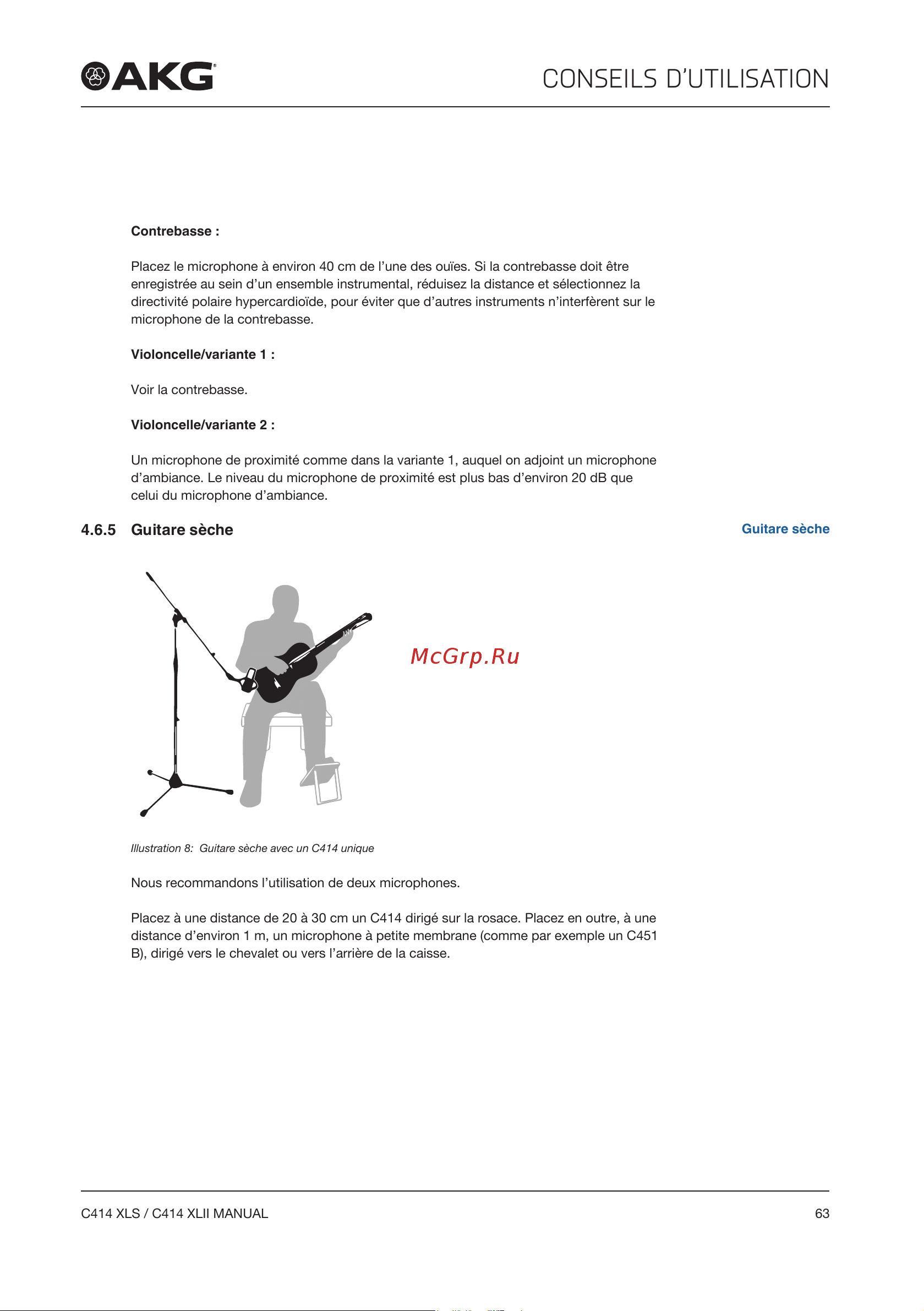 AKG C414XLII [63/96] Conseils d utilisation