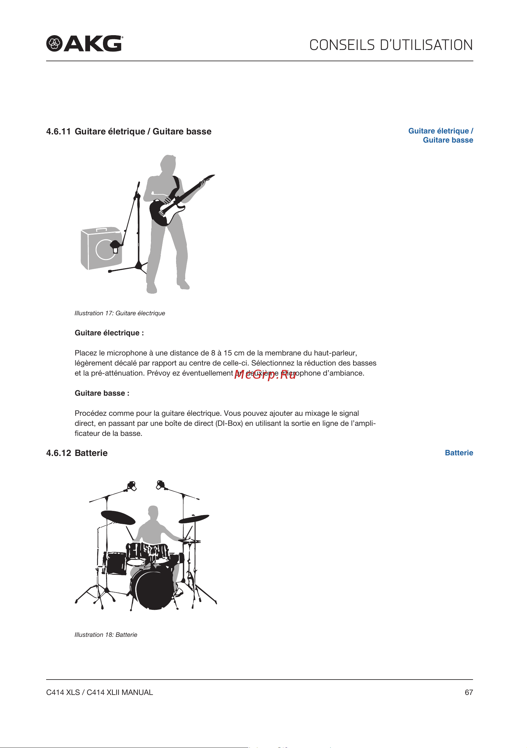AKG C414XLII [67/96] Conseils d utilisation
