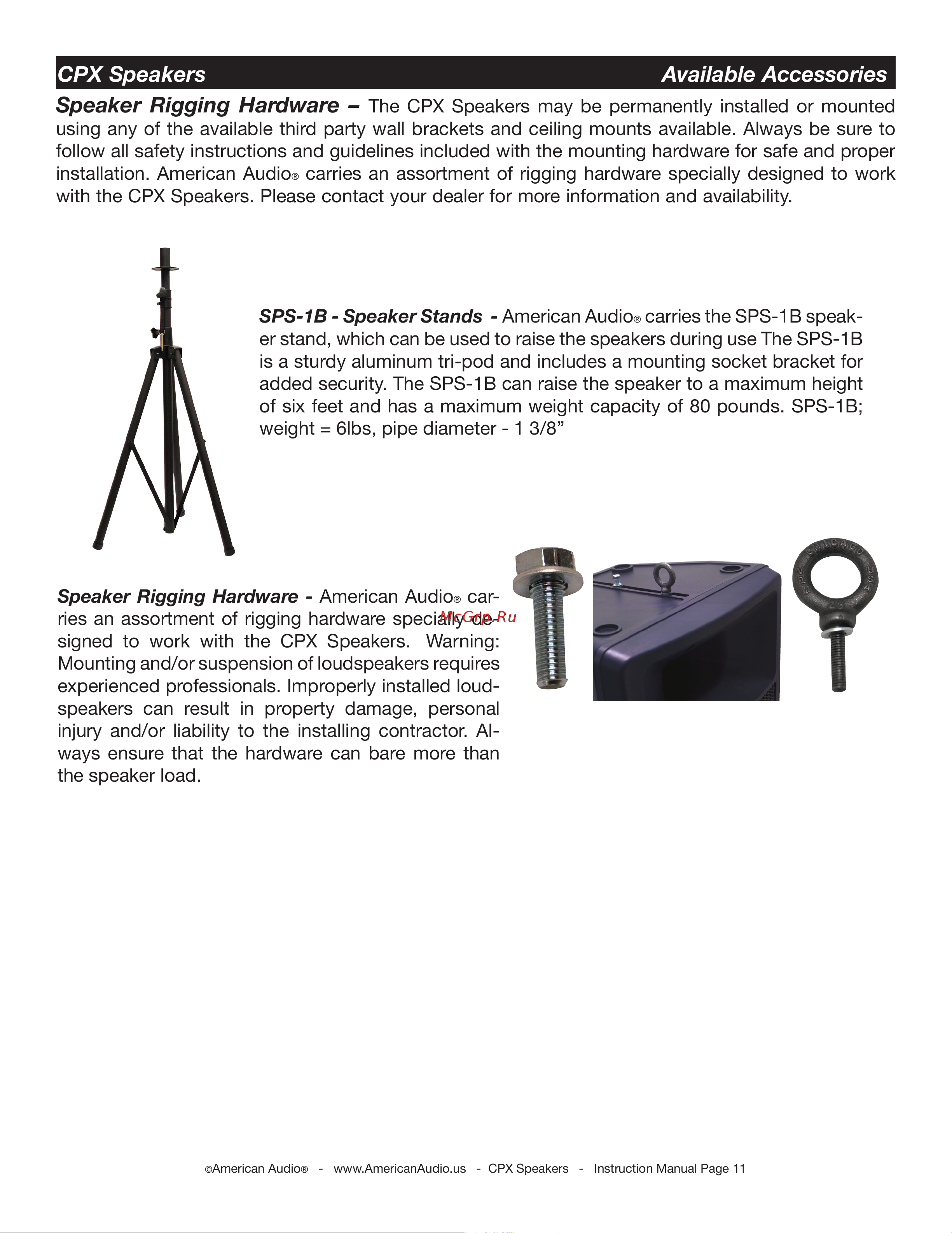 ADJ CPX 15A [11/17] Cpx speakers available accessories