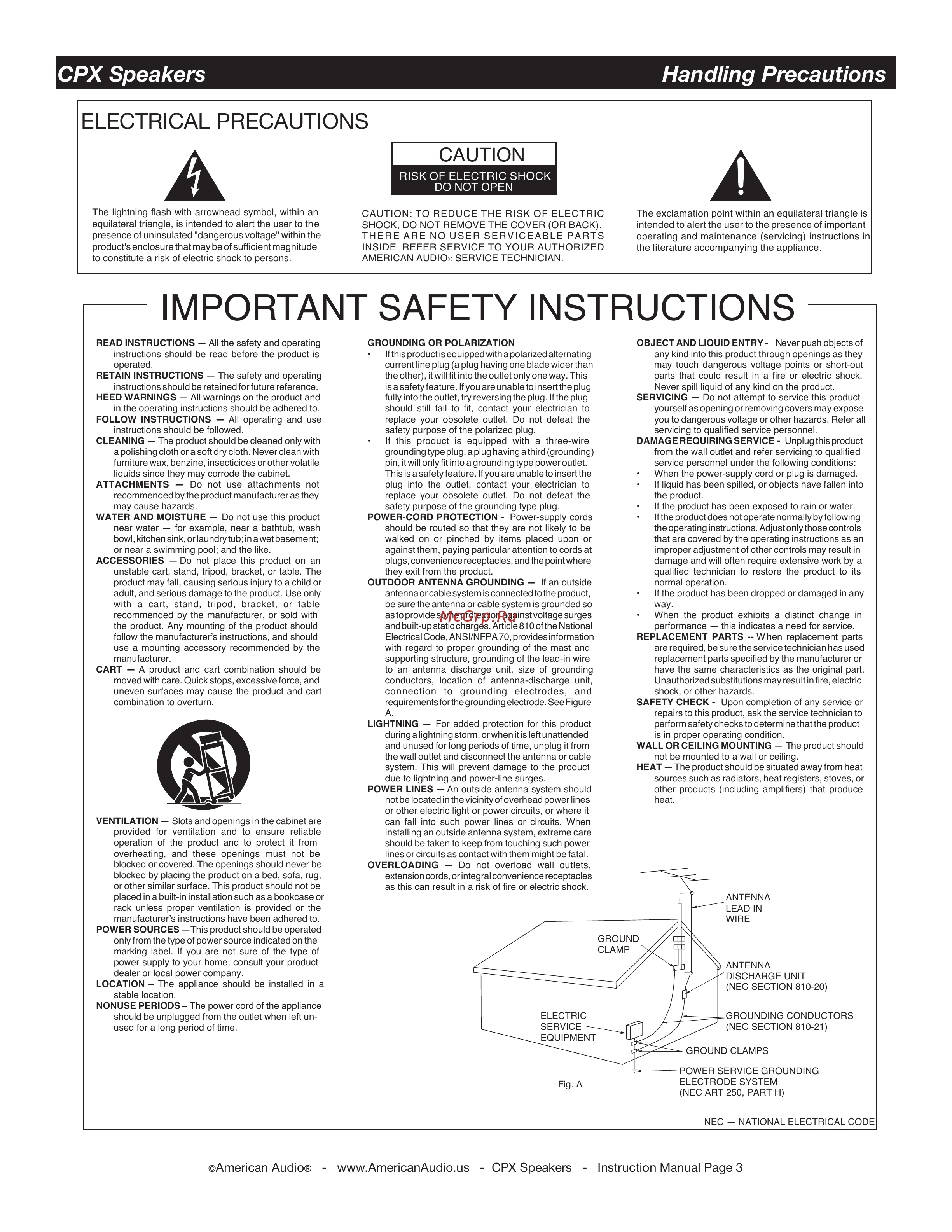 ADJ CPX 15A [3/17] Important safety instructions