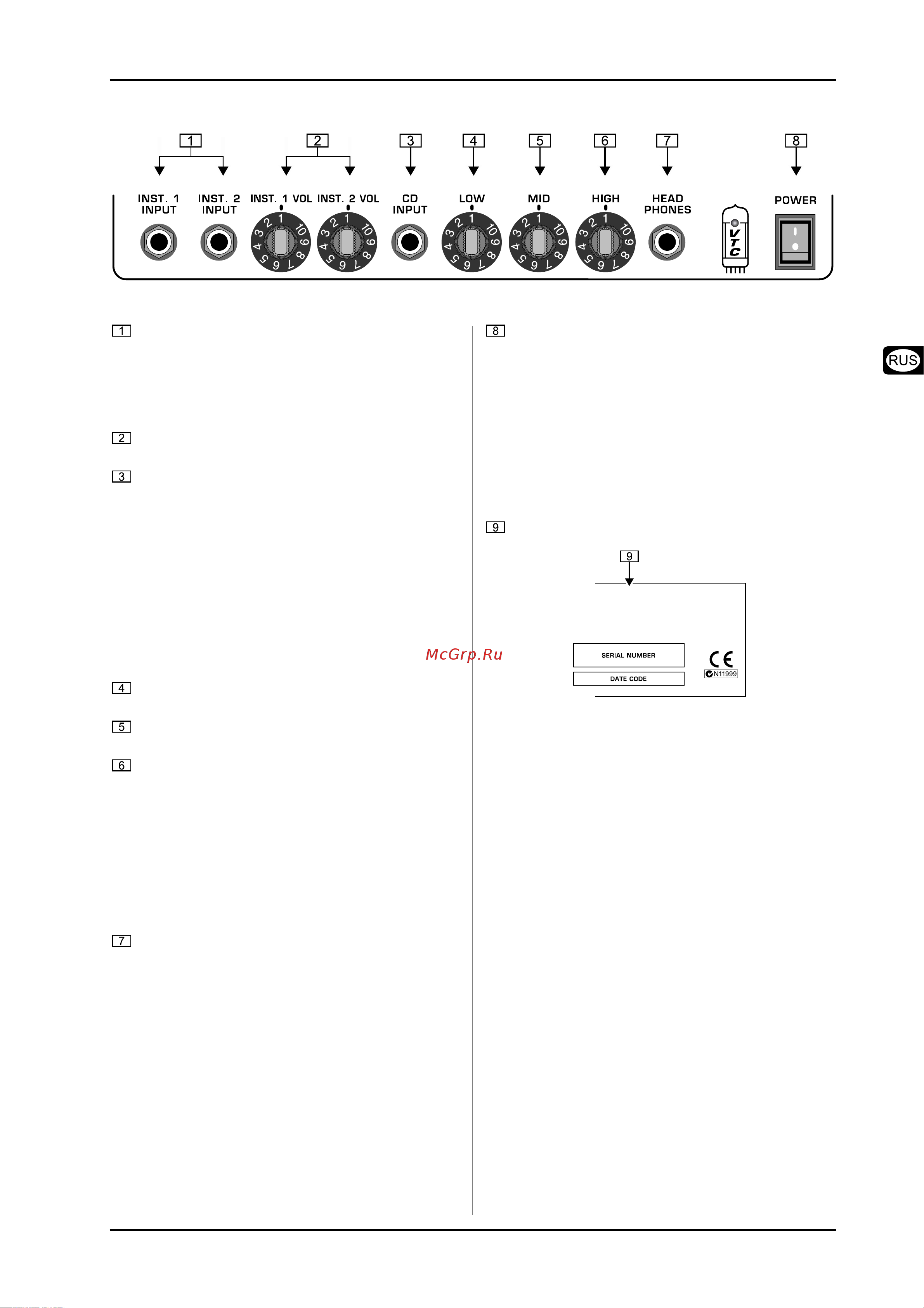 Behringer ULTRATONE KT 108 [5/6] Элементы управления