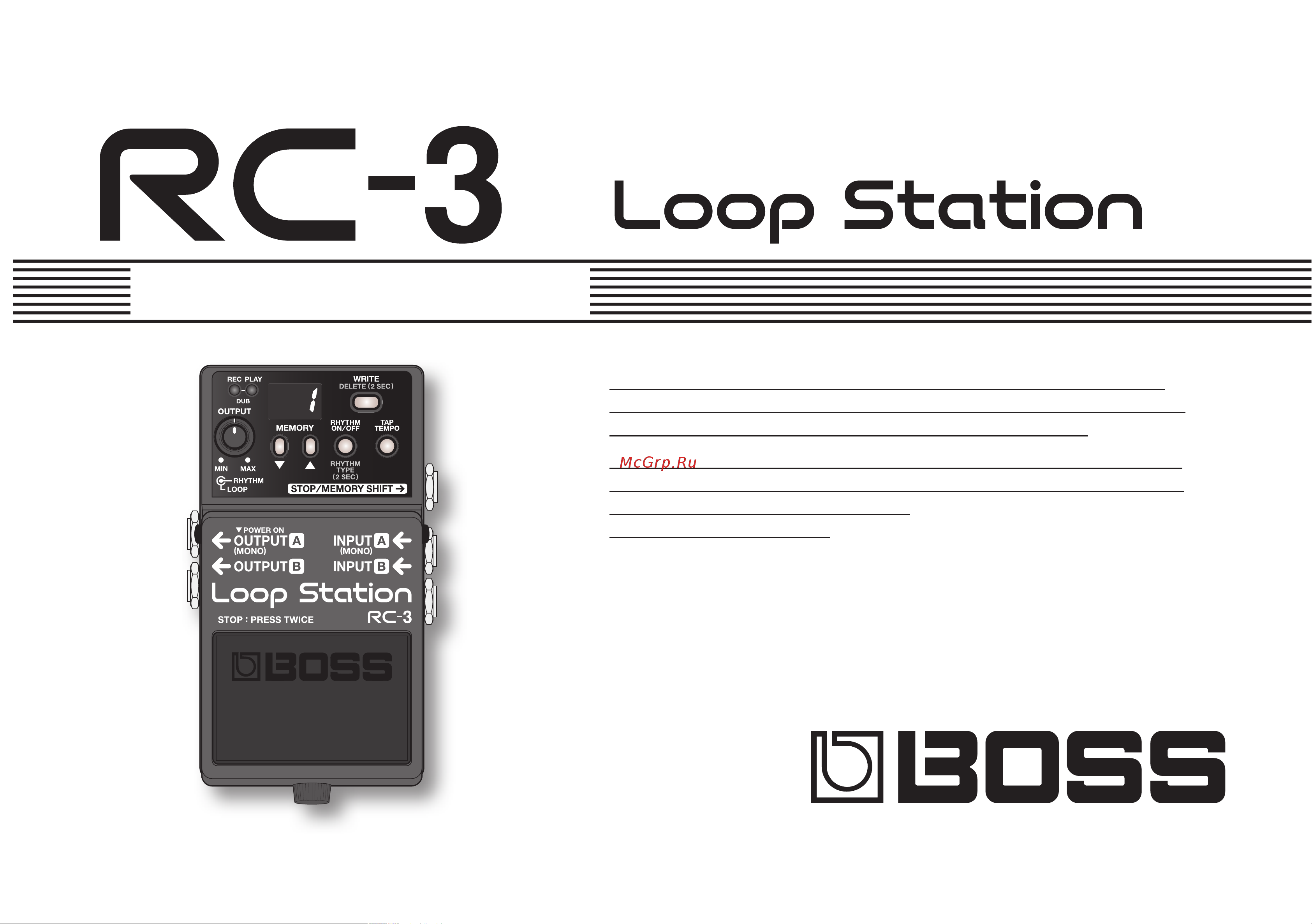 Boss RC-3 Руководство по эксплуатации онлайн