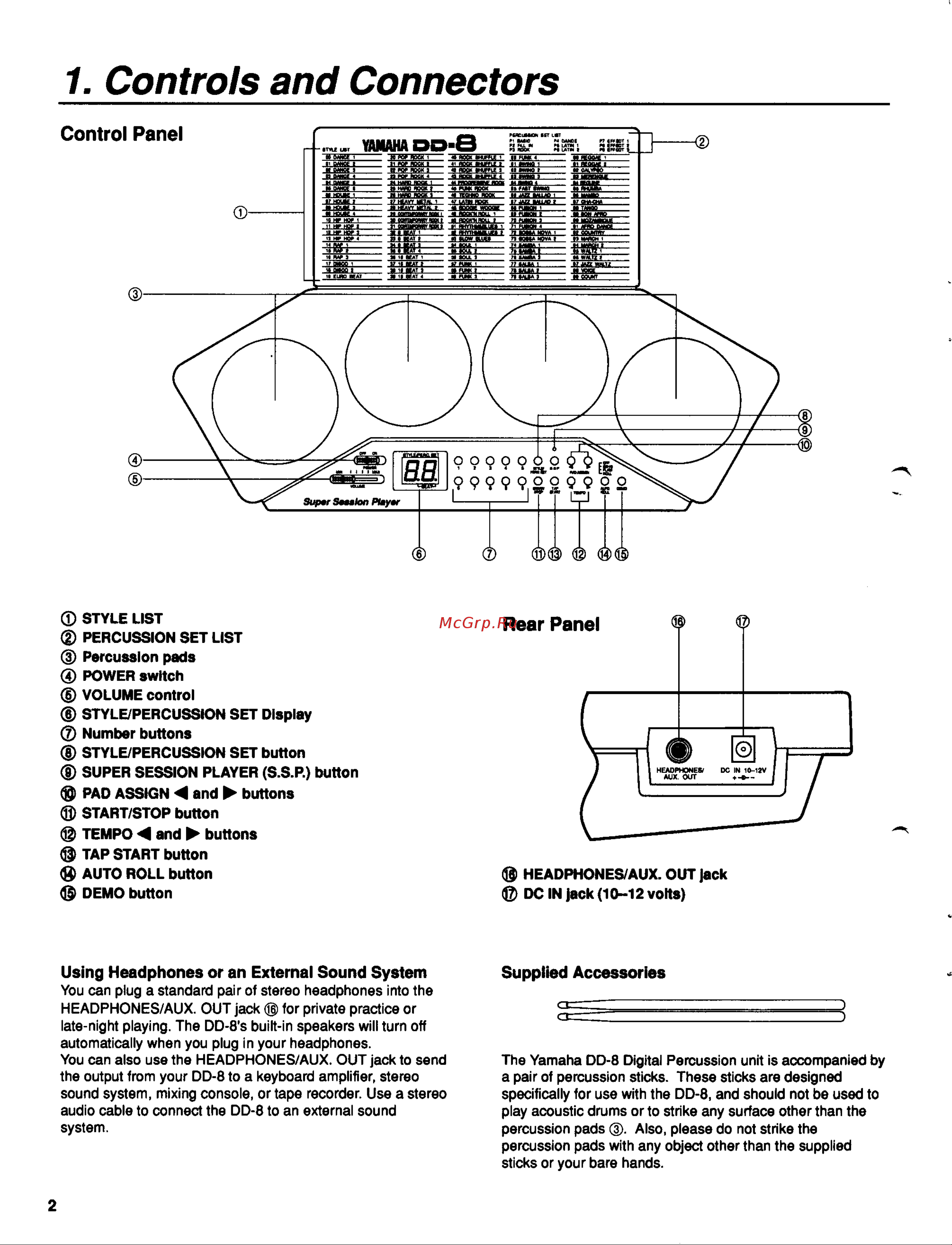 Yamaha DD-8 Руководство по эксплуатации онлайн [4/13] 778039