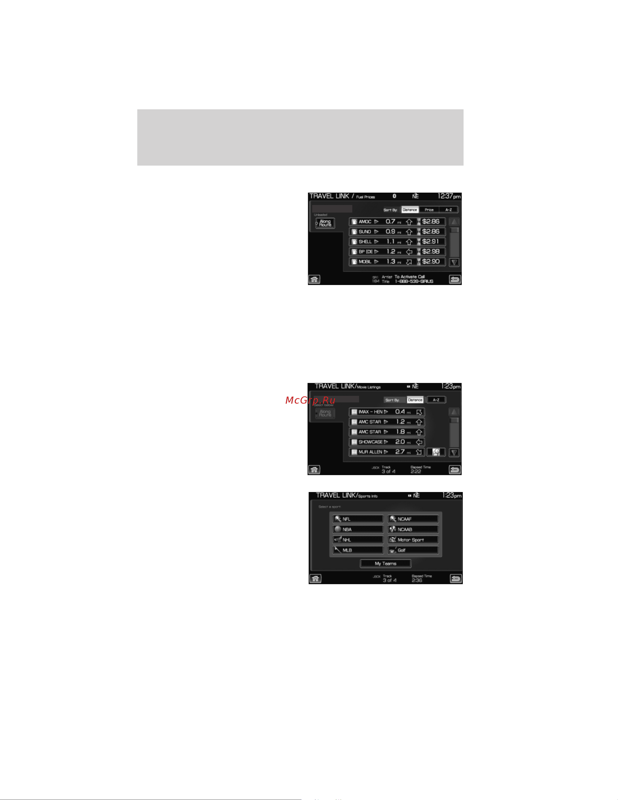 Lincoln Navigator L (2012) Navigation System [85/200] Information menu