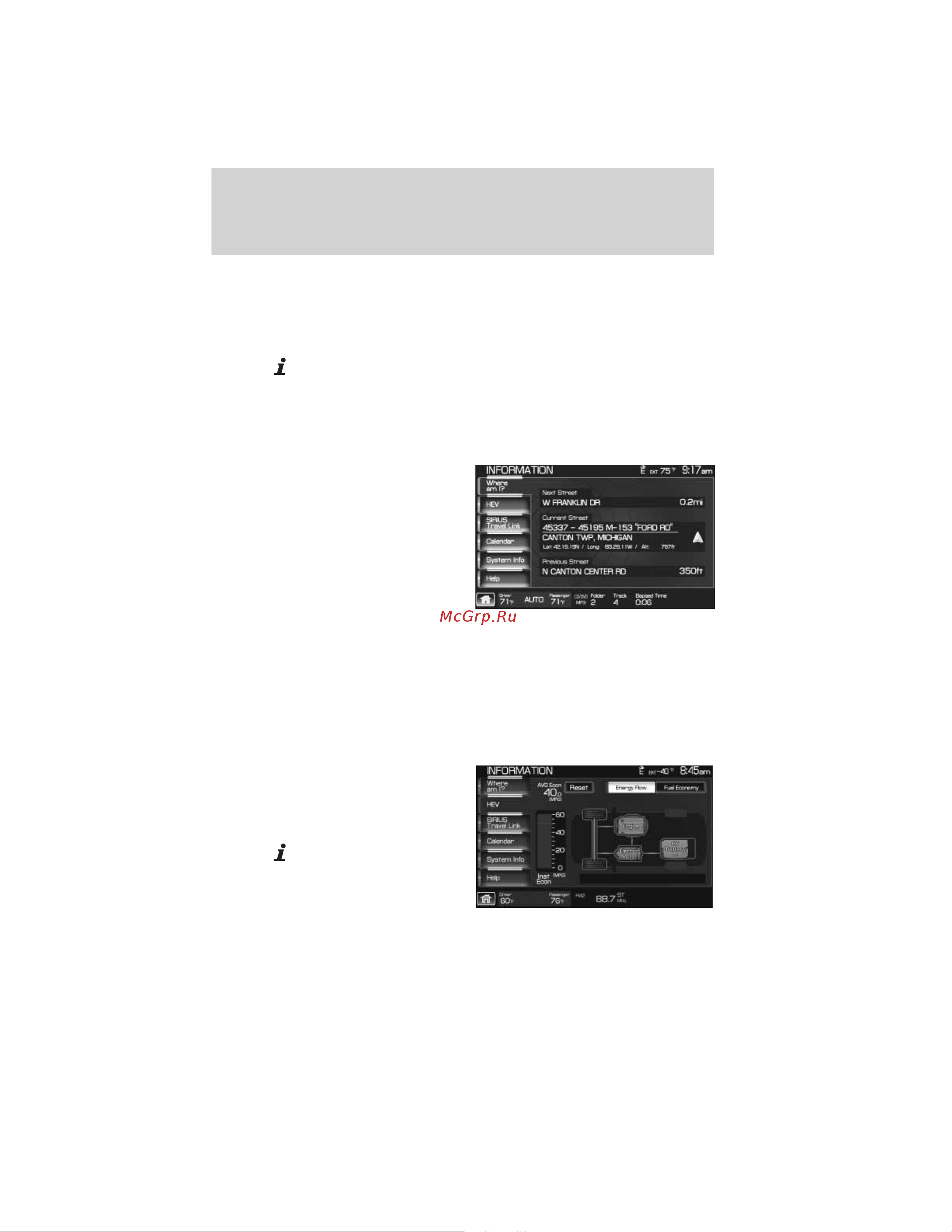 Lincoln Navigator L (2011) Navigation System [76/203] Information menu