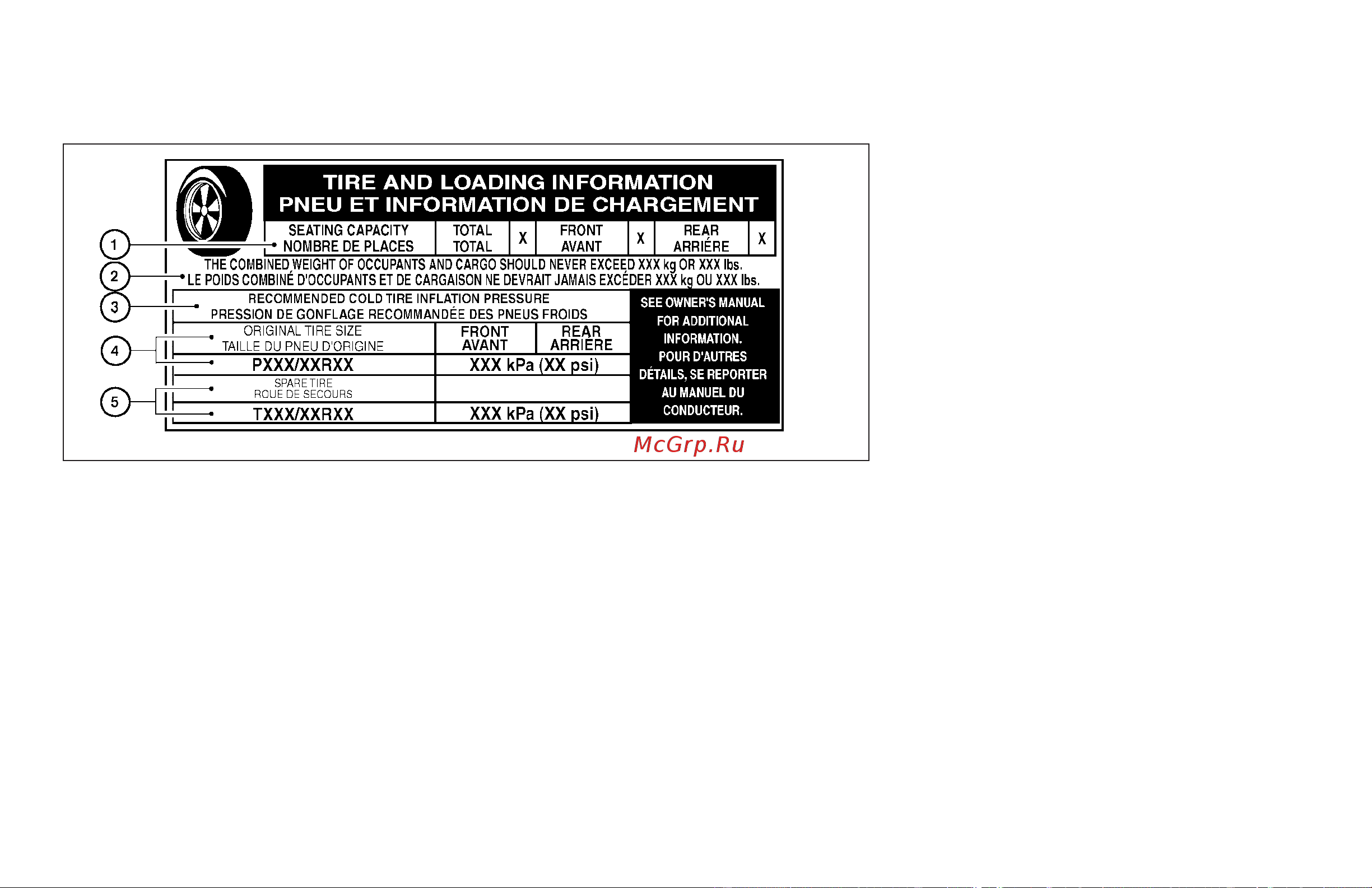 Infiniti QX56 (2006) [334/384] Tire and loading information label for us