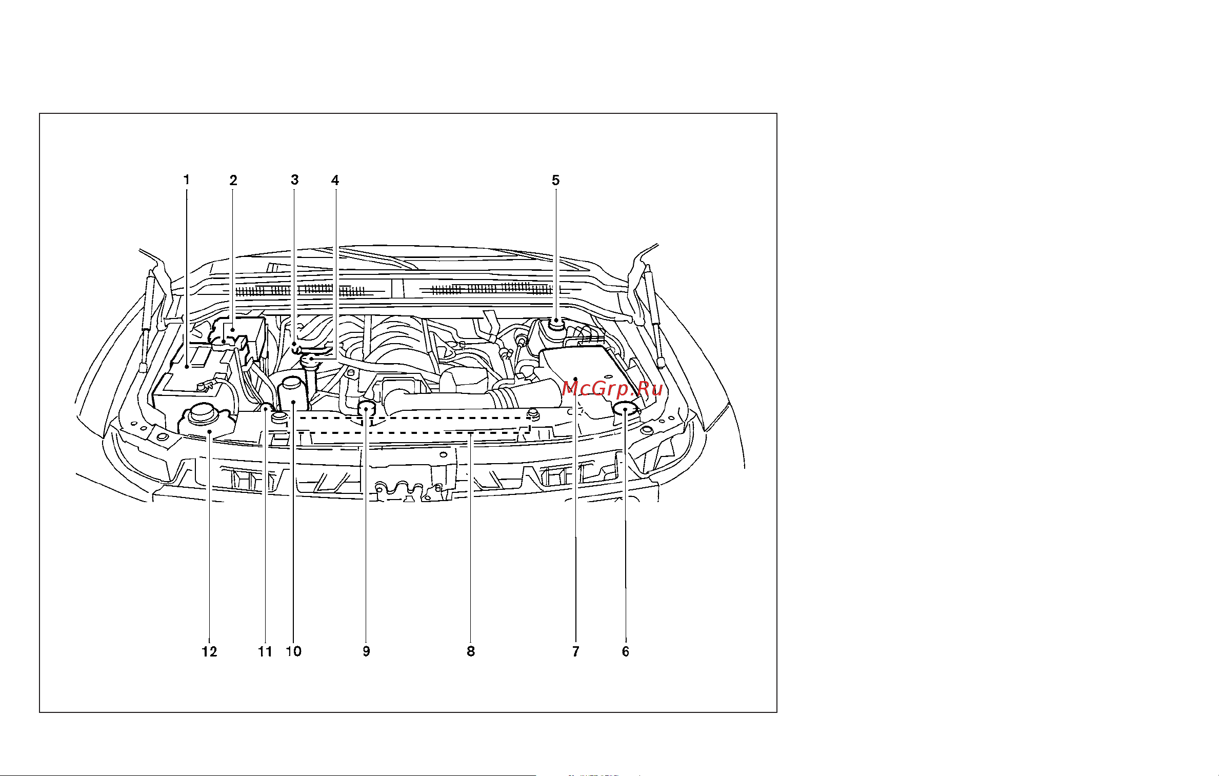 Infiniti QX56 (2010) [15/444] Engine compartment check locations