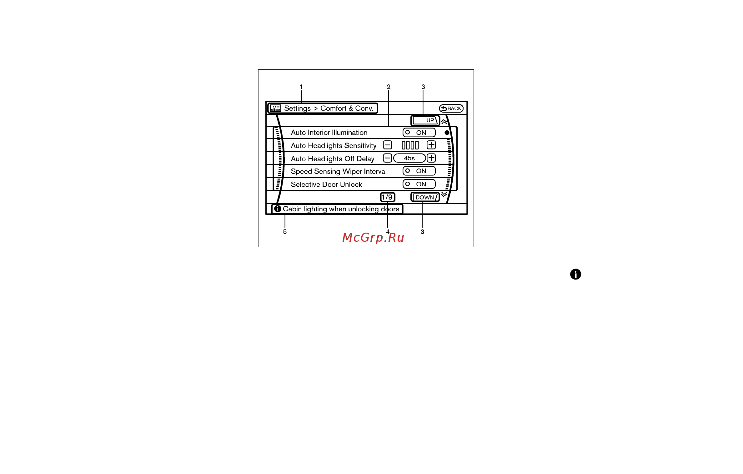 Infiniti G37 Convertible (2009) [170/427] How to select menus on the screen