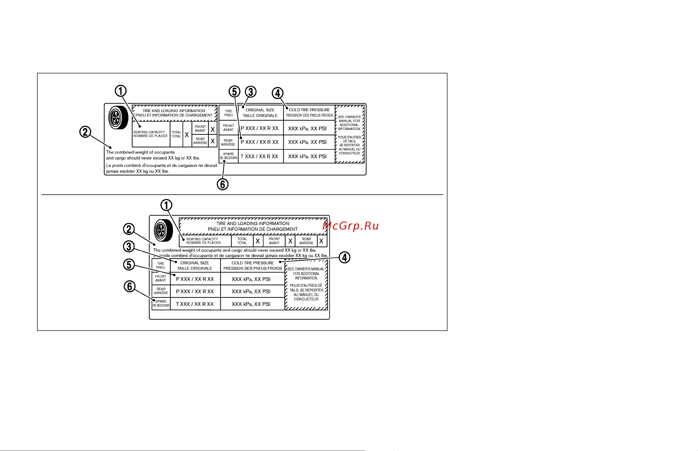 Infiniti G35 Sedan (2007) [366/408] Tire and loading information label