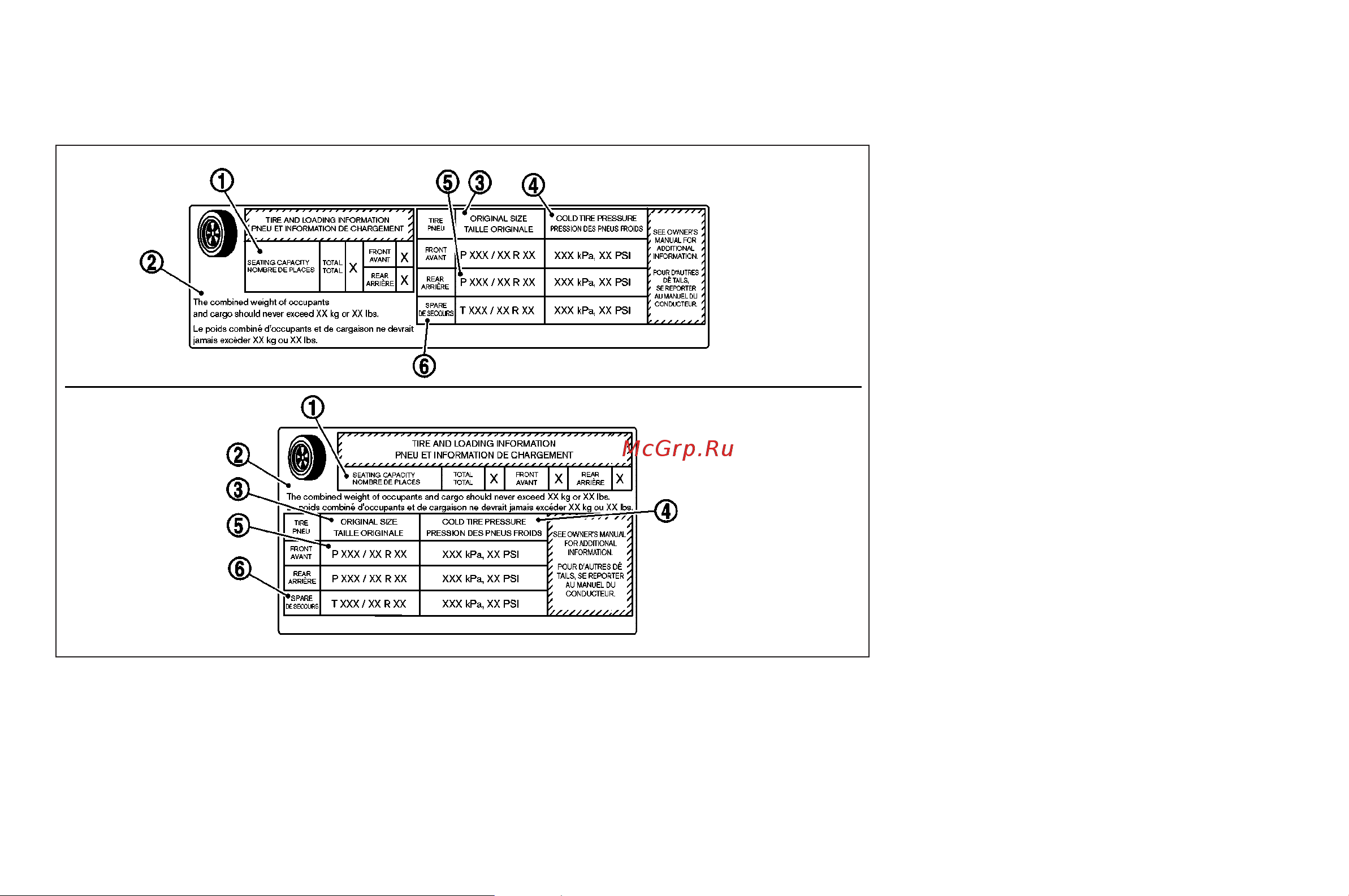 Infiniti G35 Coupe (2007) [278/328] Tire and loading information label