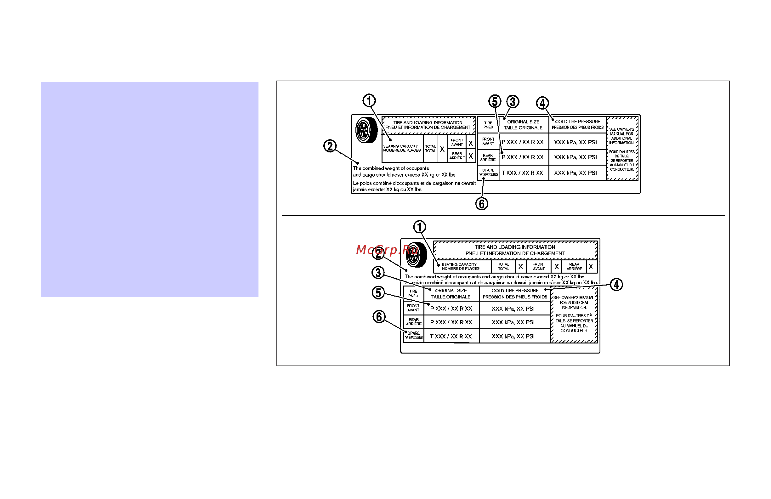 Infiniti FX35 (2007) [336/384] Tire and loading information label