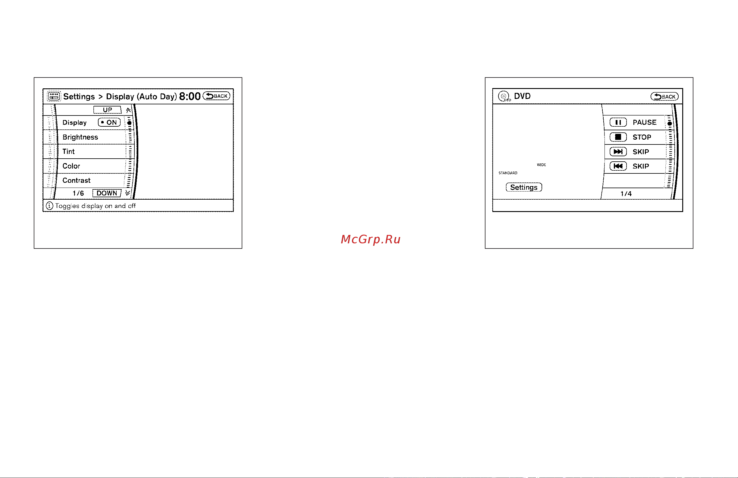 Infiniti QX56 (2009) [231/438] Display settings