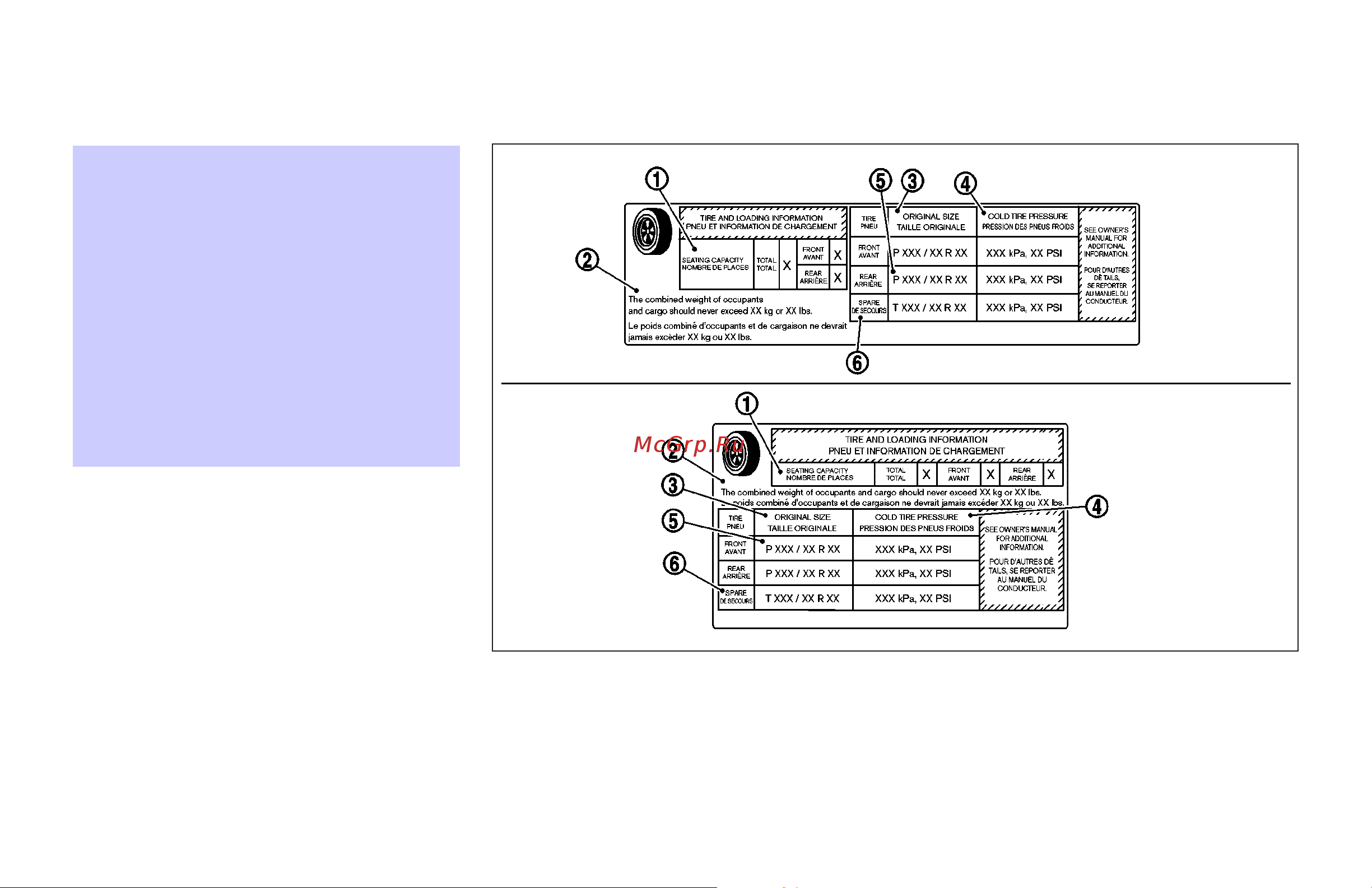 Infiniti FX35 (2006) [336/392] Tire and loading information label