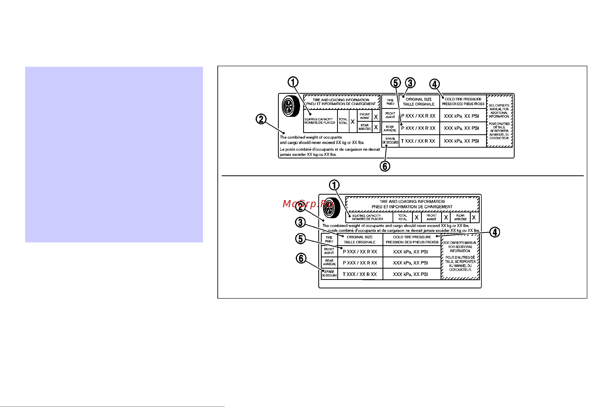 Infiniti FX45 (2008) [342/398] Tire and loading information label