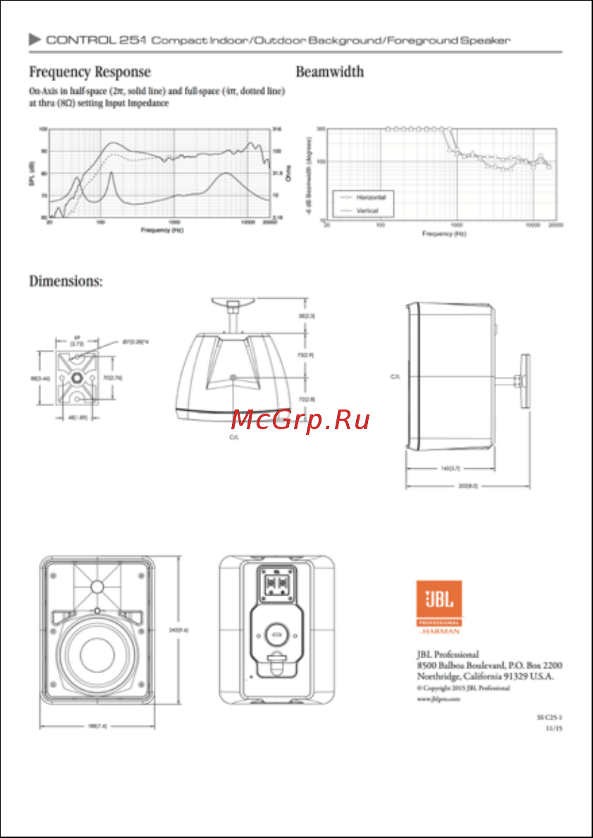 JBL Control 28-1 Руководство по эксплуатации онлайн [7/9] 778554
