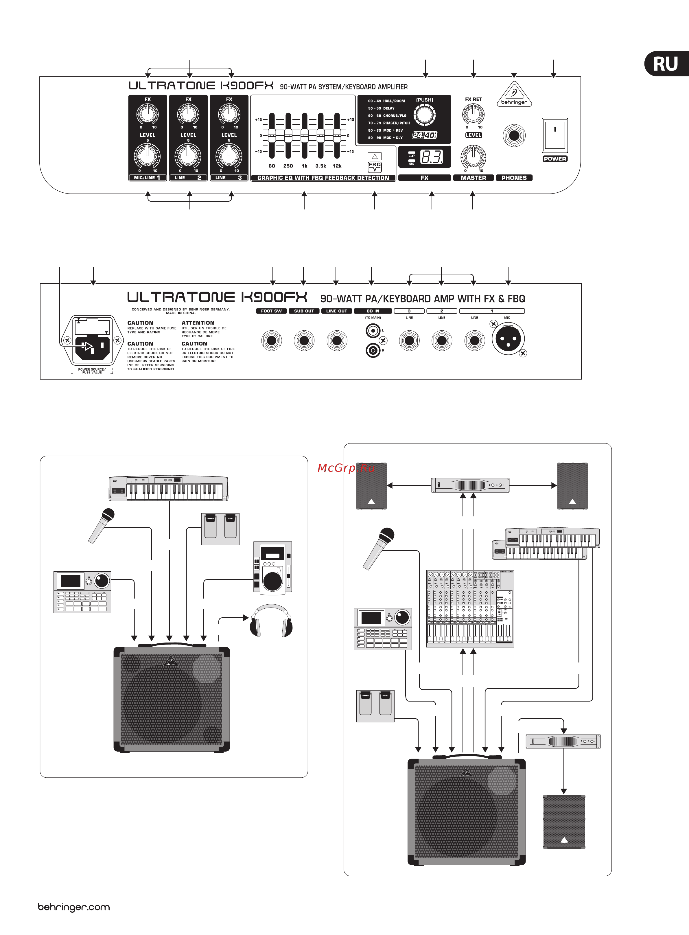 Behringer ULTRATONE K3000FX [7/10] Советы для подключения