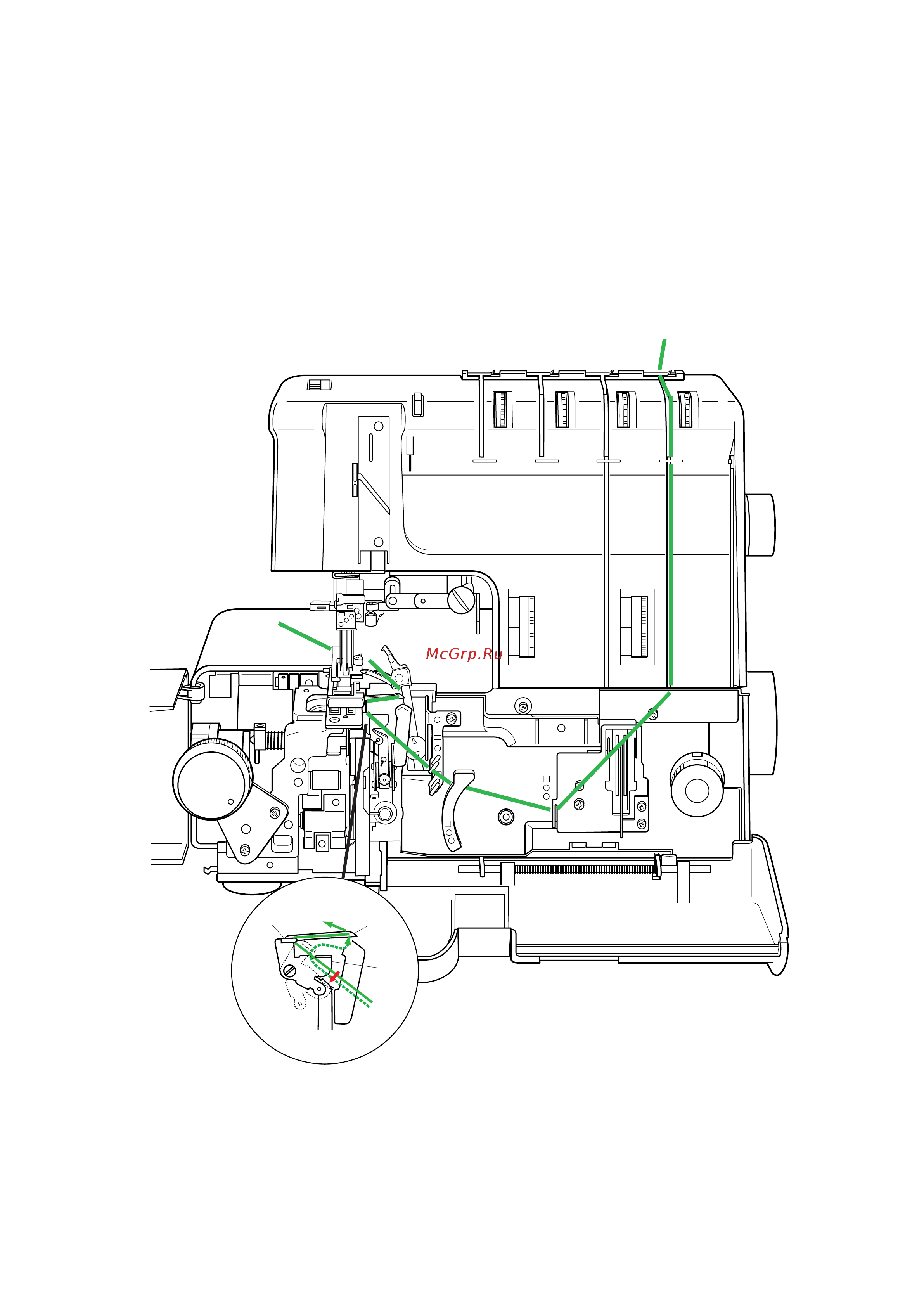 Janome 1200 D [37/57] Маршрут заправки зелёной нити g