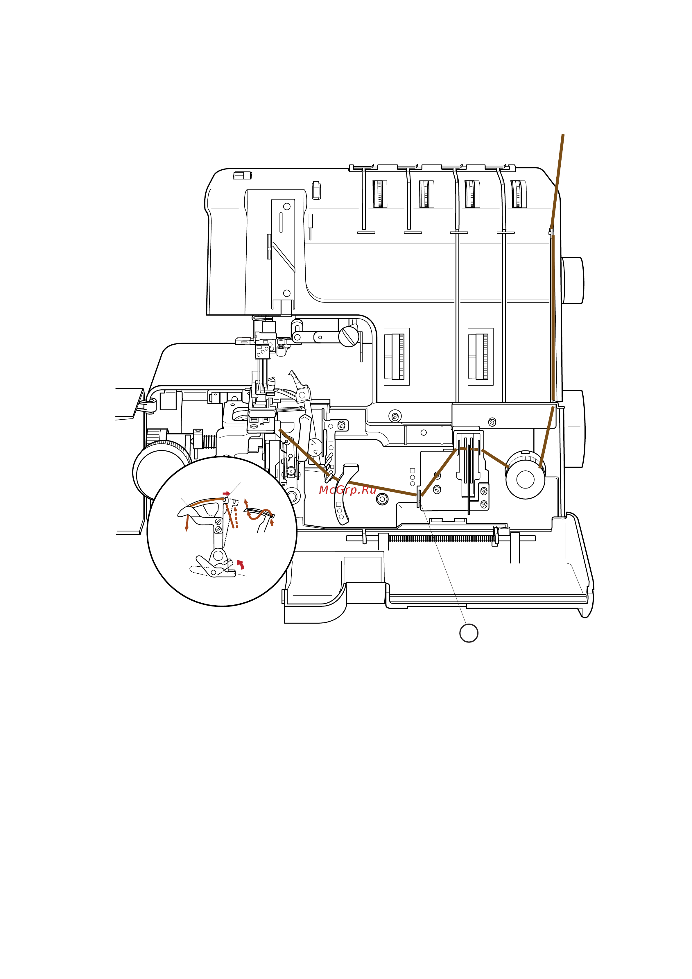 Janome 1200 D [38/57] Маршрут заправки коричневой нити h для 5 ниточного и цепного стежка