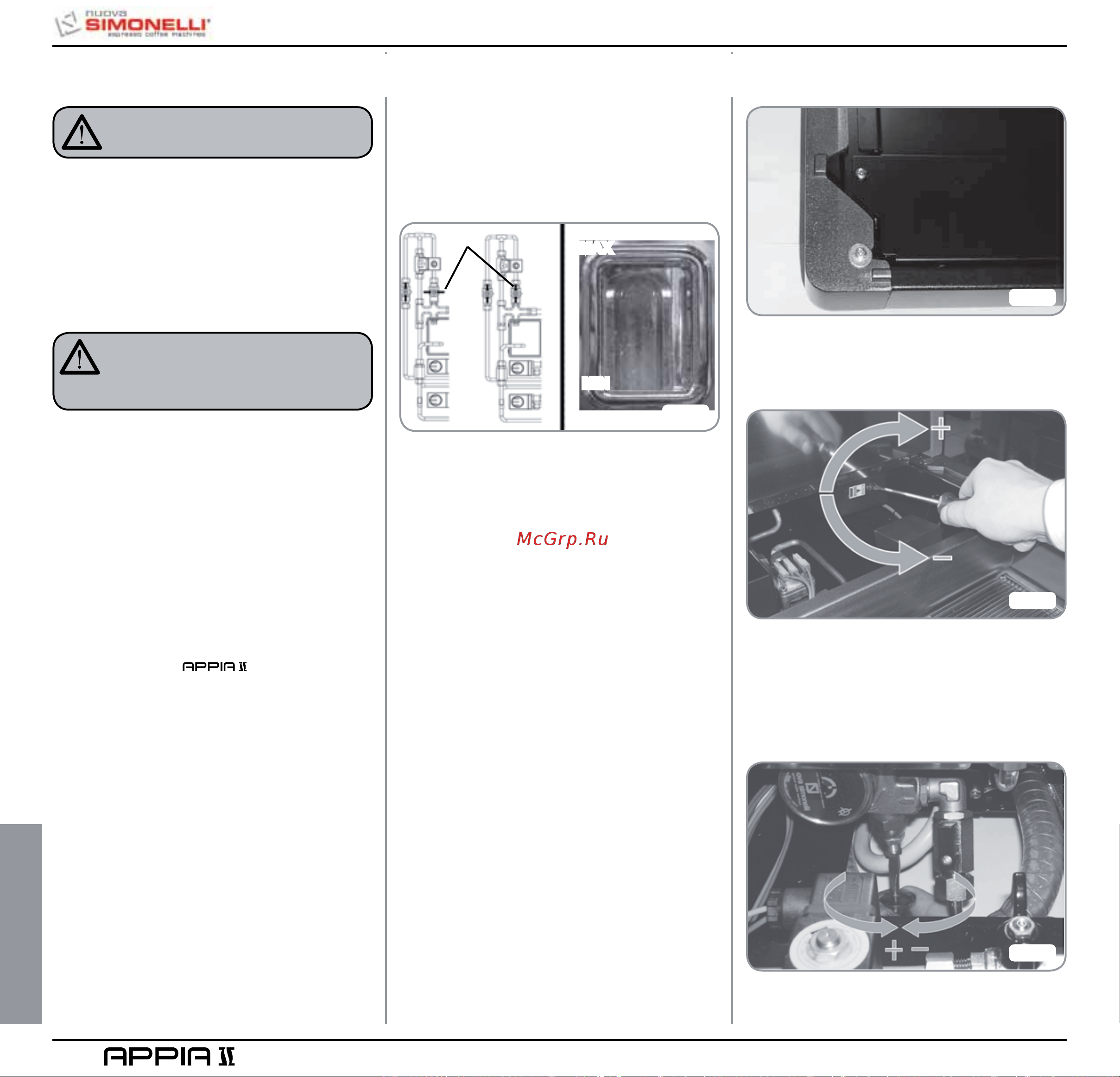 Nuova Simonelli Appia II 2 Gr V cup warmer [60/150] Reglages du technicien qualifie