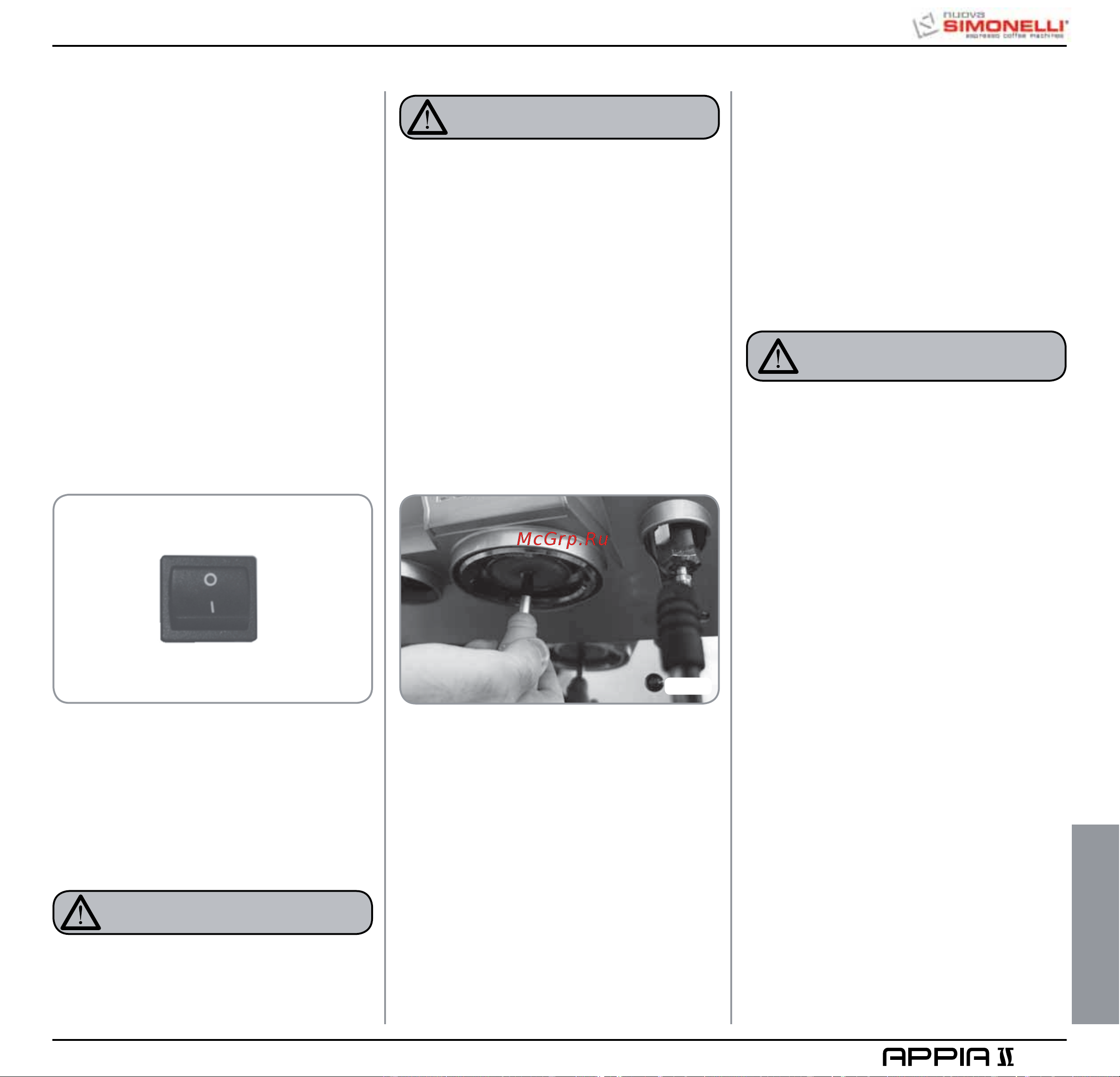 Nuova Simonelli Appia II 2 Gr V cup warmer [67/150] Nettoyage et entretien