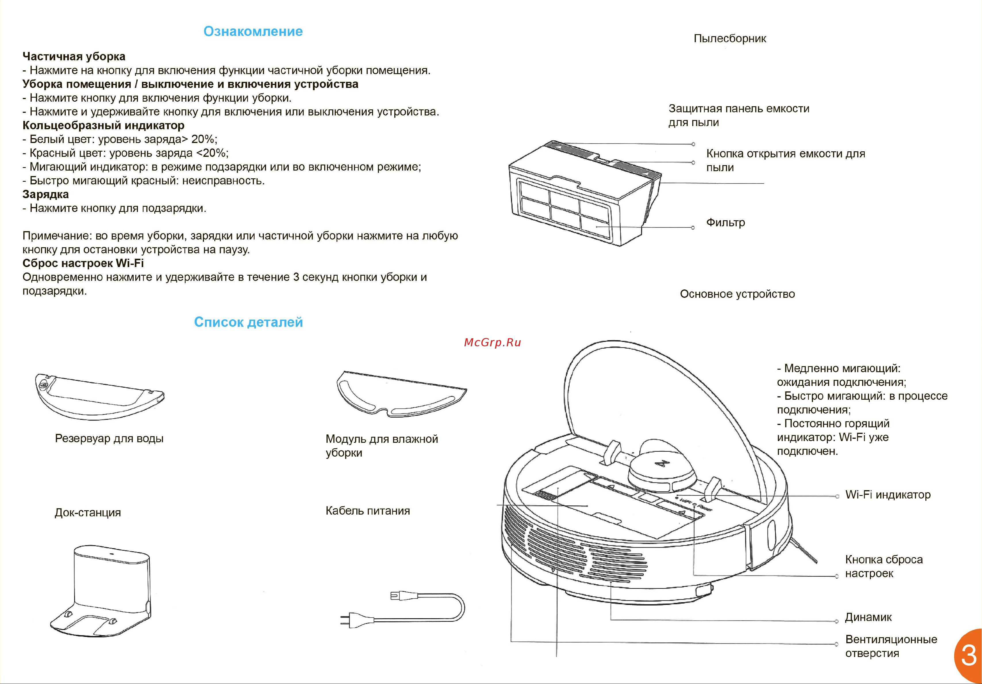 Xiaomi Mi Roborock Sweep One Руководство по эксплуатации онлайн [3/14] 778928
