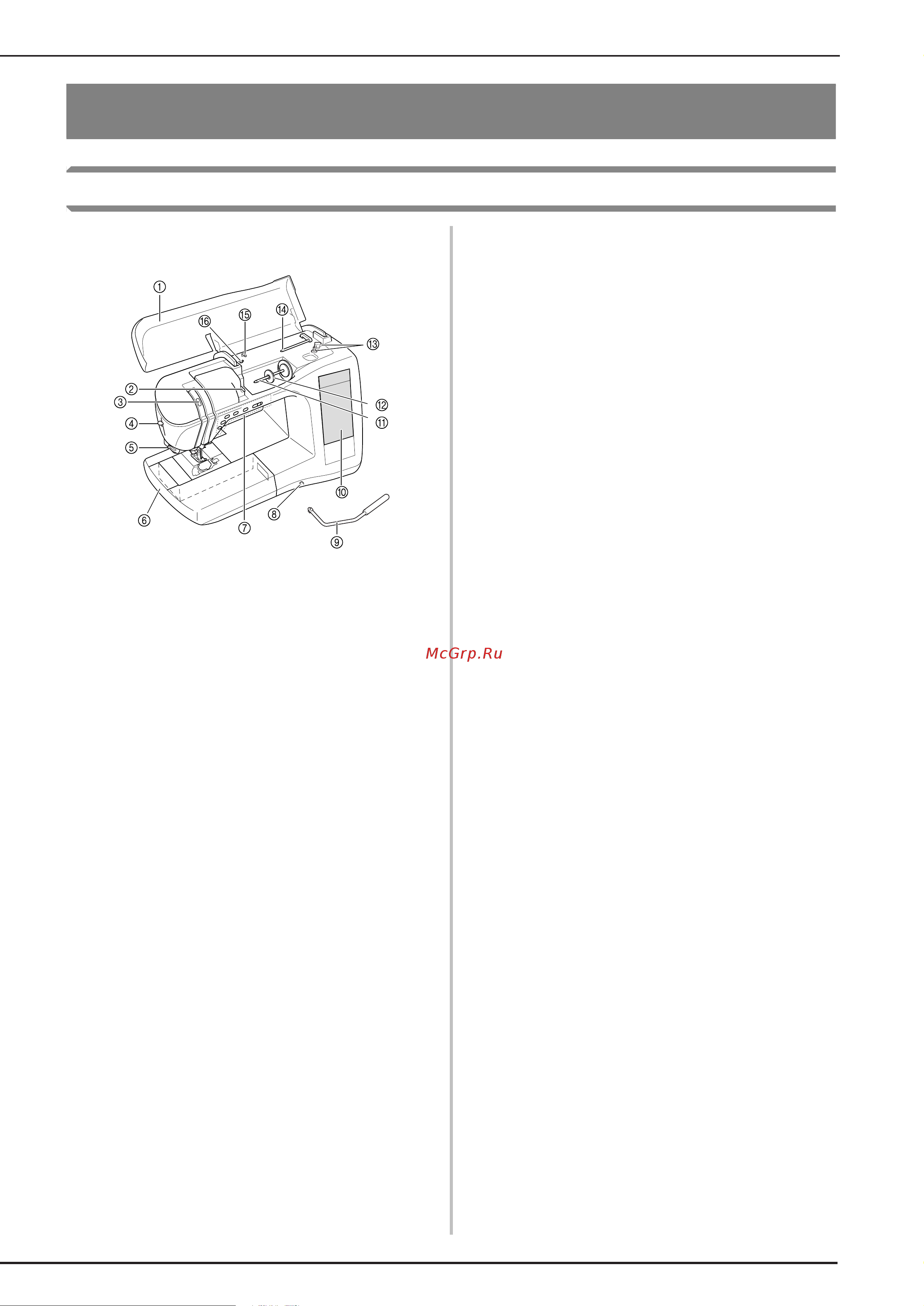 Brother NV 2200 [9/220] Наименование частей машины и их функции