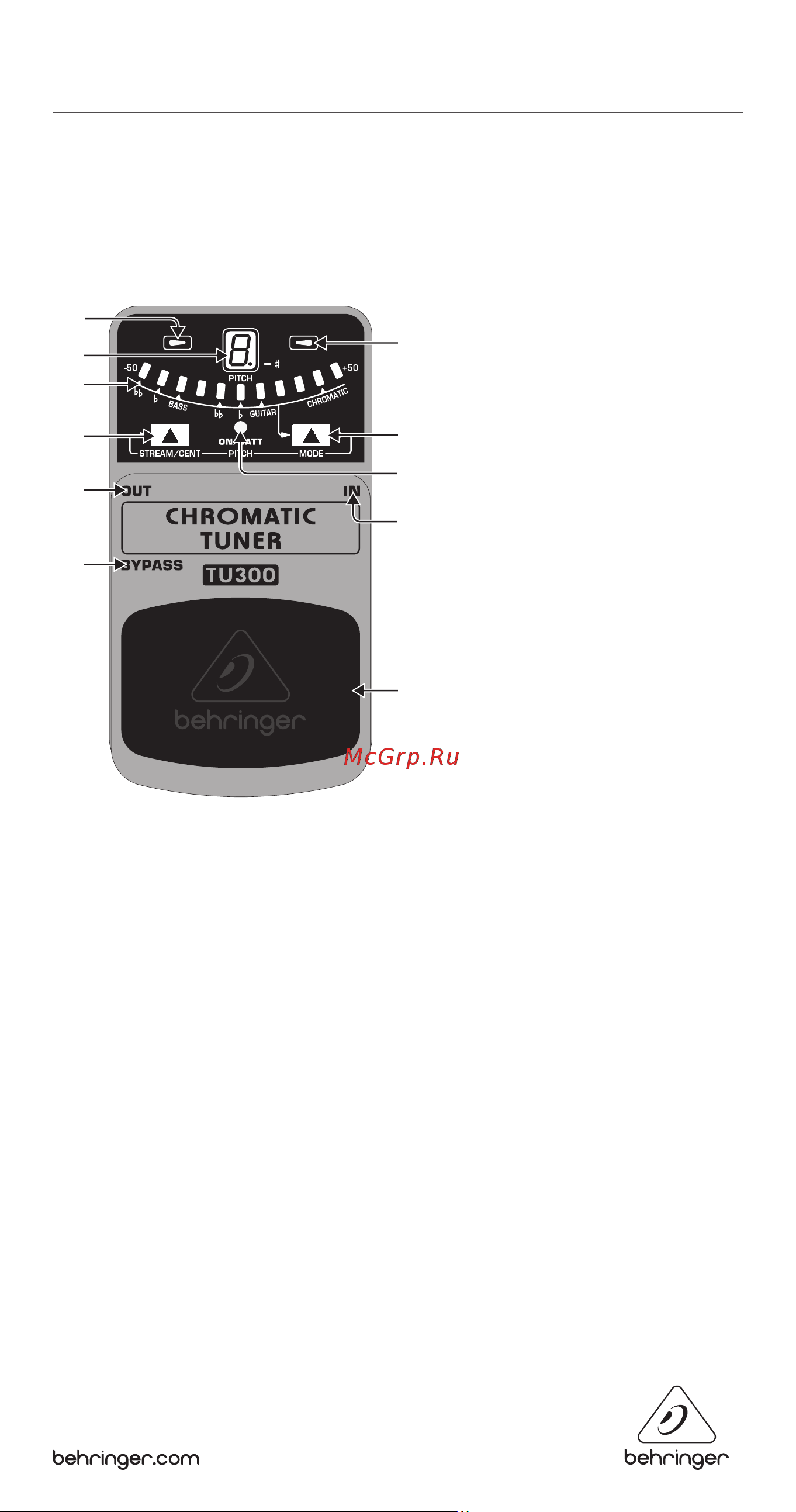 Behringer CHROMATIC TUNER TU300 Руководство по эксплуатации онлайн