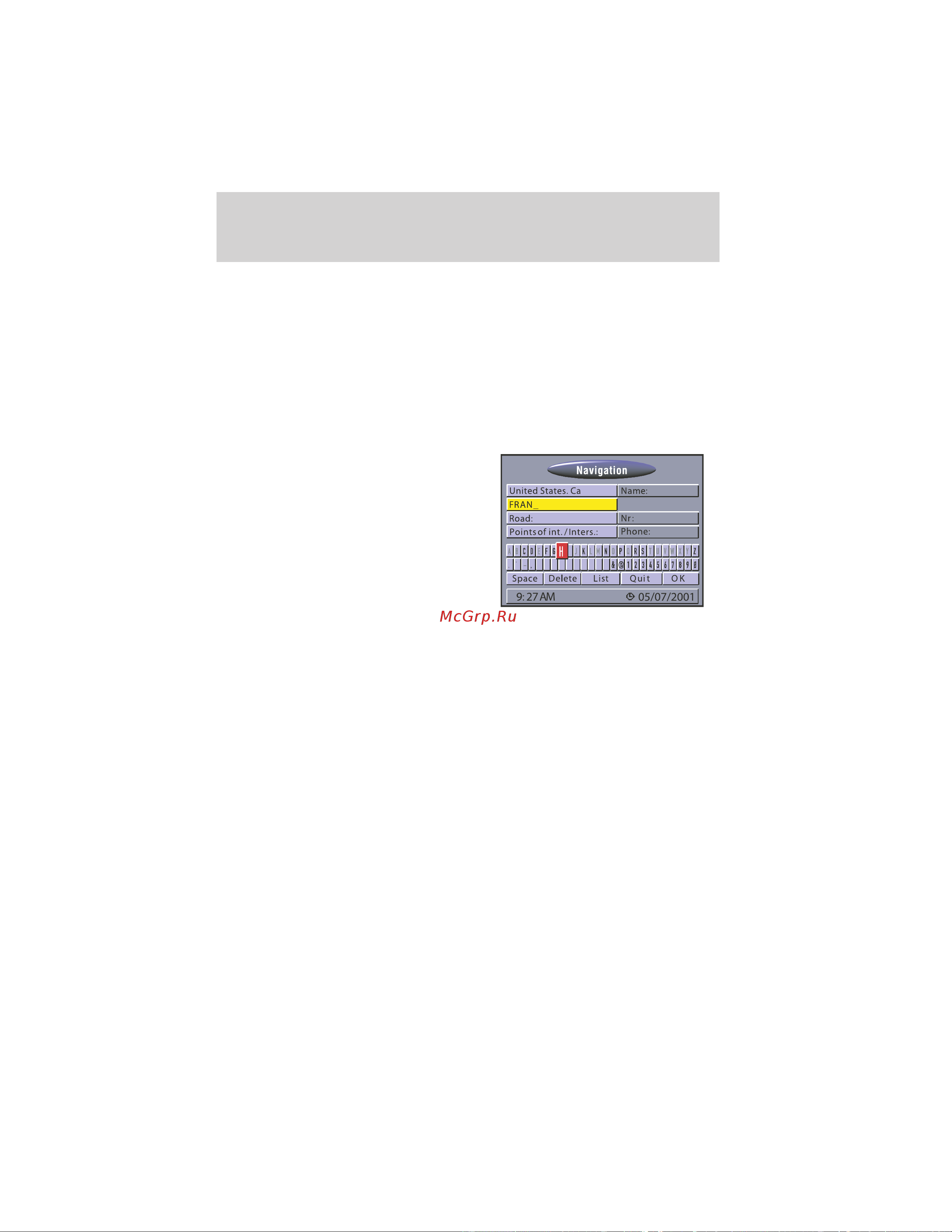 Lincoln Navigator (2002) Navigation System [14/48] Navigation menu