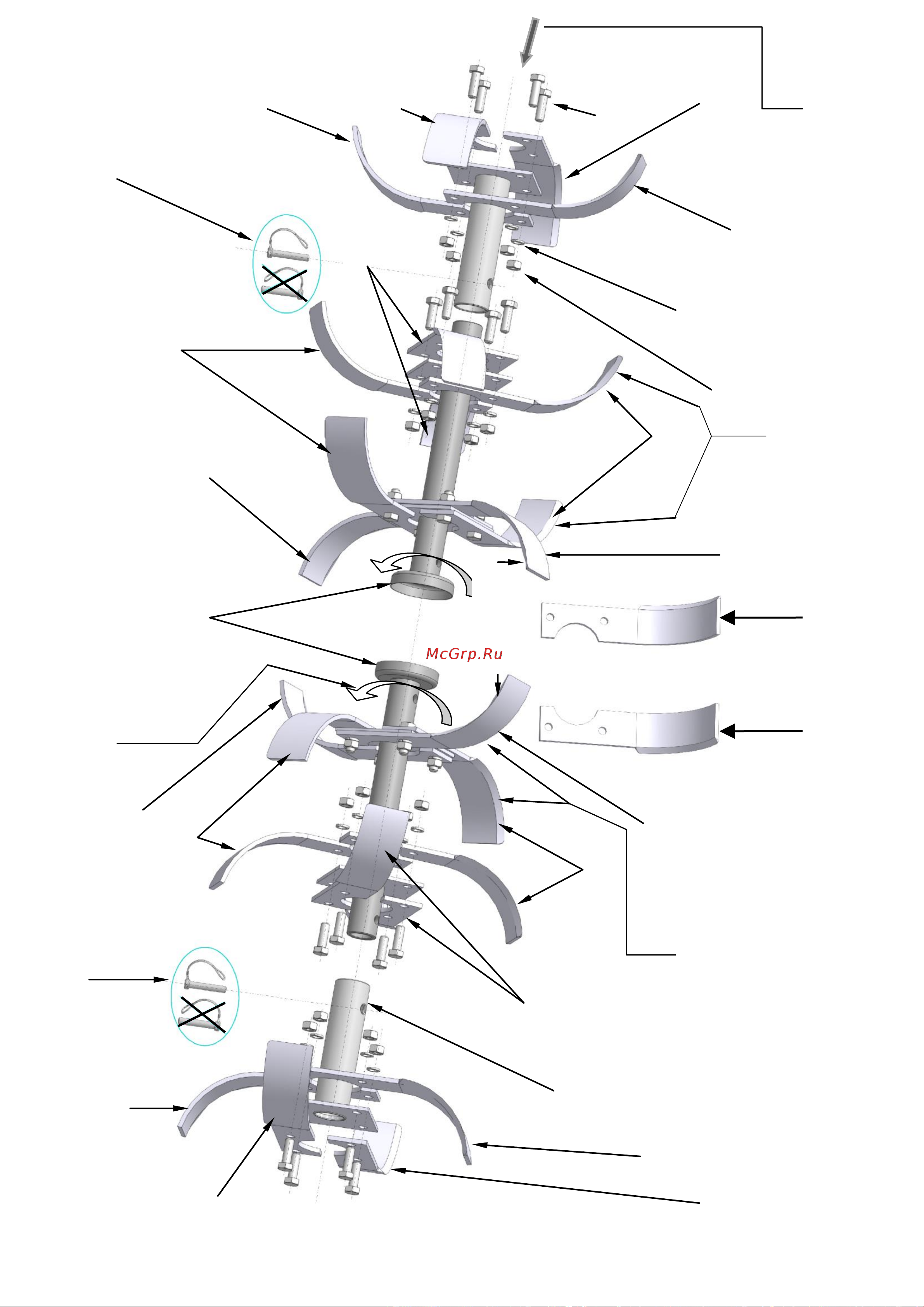 Мобил К МКМ-4 Комфорт DK170F [20/32] Рис схема сборки культиваторов 6 секций 4секции 2допол секции