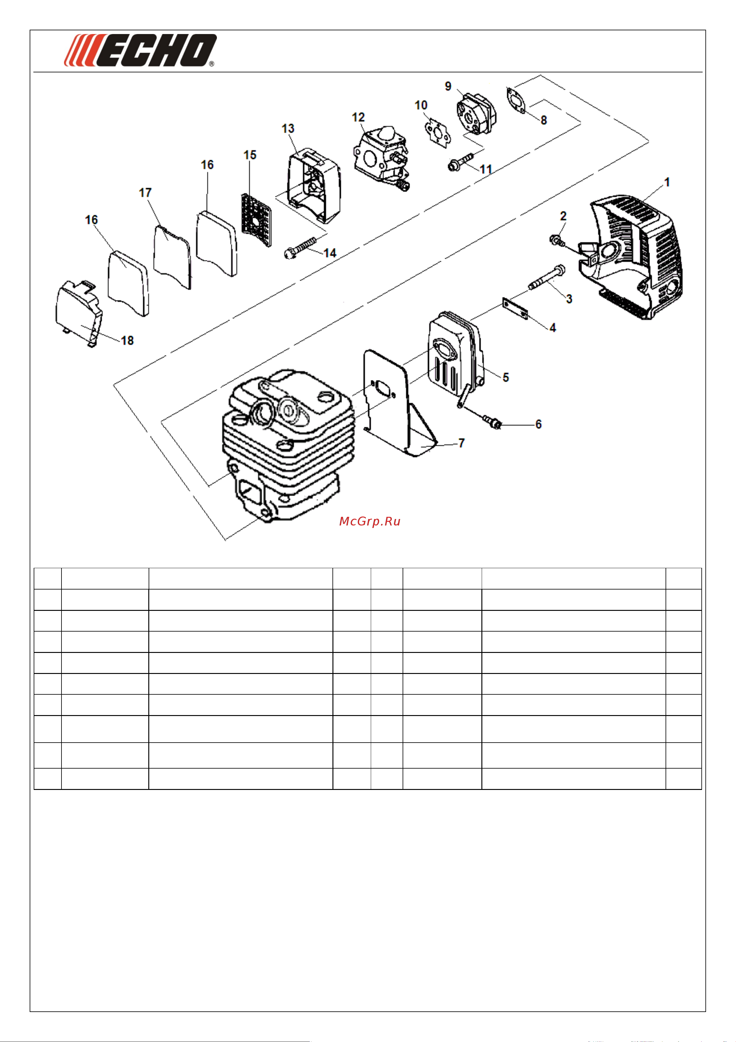 ECHO INCORPORATED ECHO SRM-4300R (деталировка) [3/8] Иллюстрированный каталог запасных часте