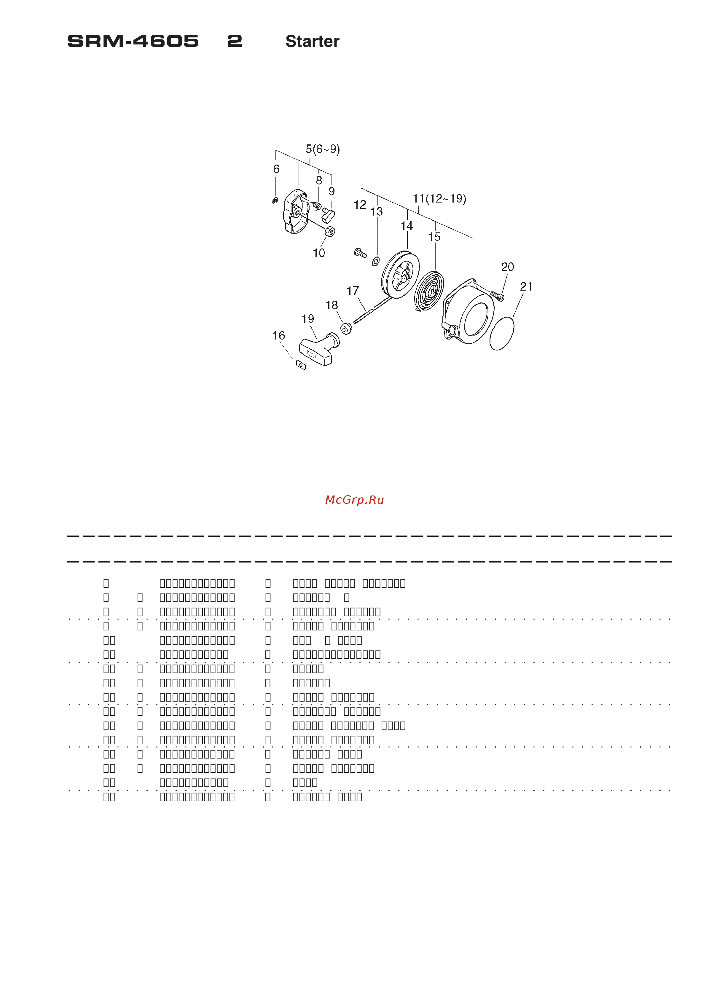 ECHO INCORPORATED ECHO SRM-4605 (деталировка) [4/20] Srm 4605 2 starter