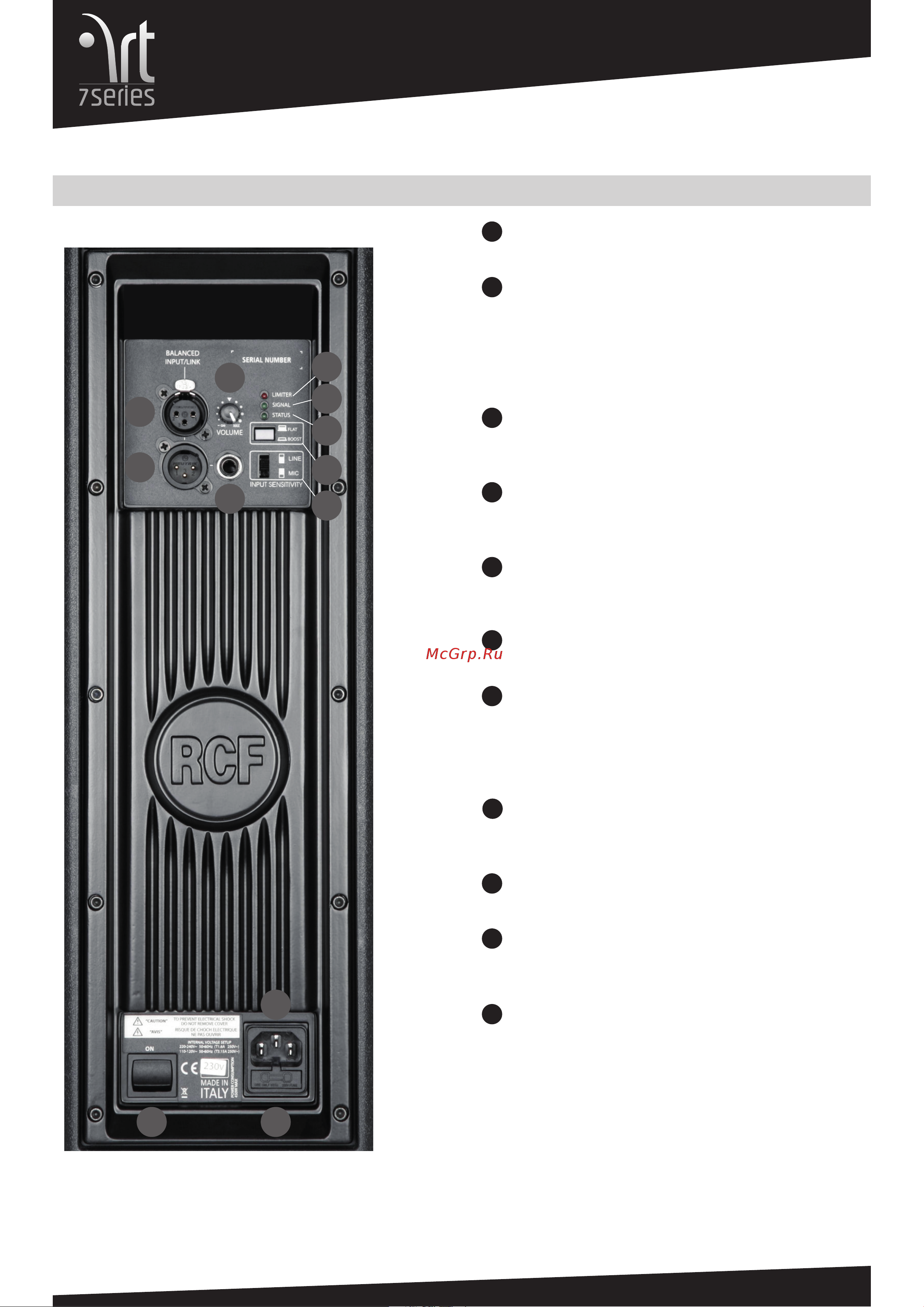RCF ART 745-A [4/12] Rear panel features and controls