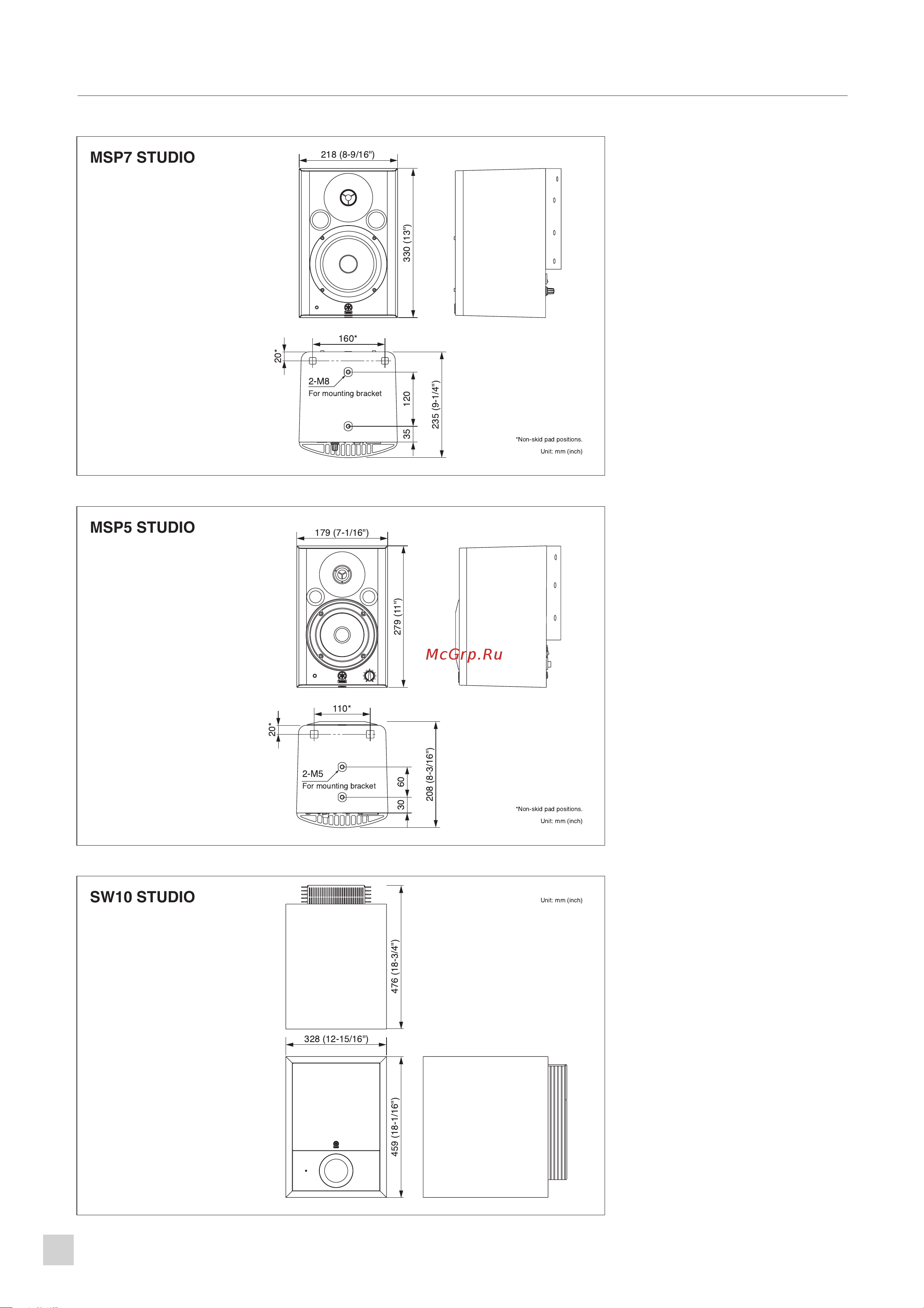 Yamaha MSP-3 [14/16] Размеры