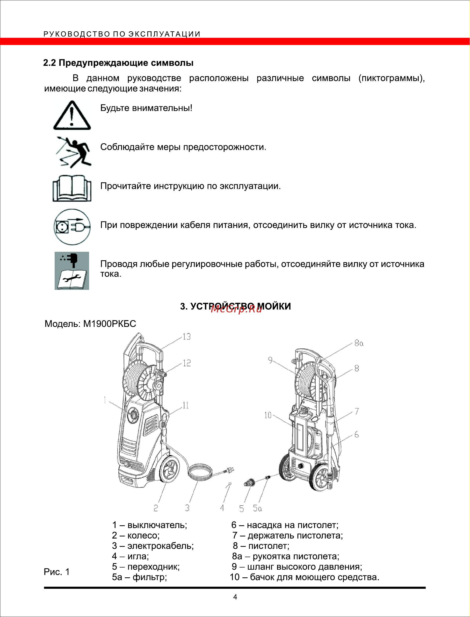 Elitech М 1800РКС Руководство по эксплуатации онлайн [4/10] 779897