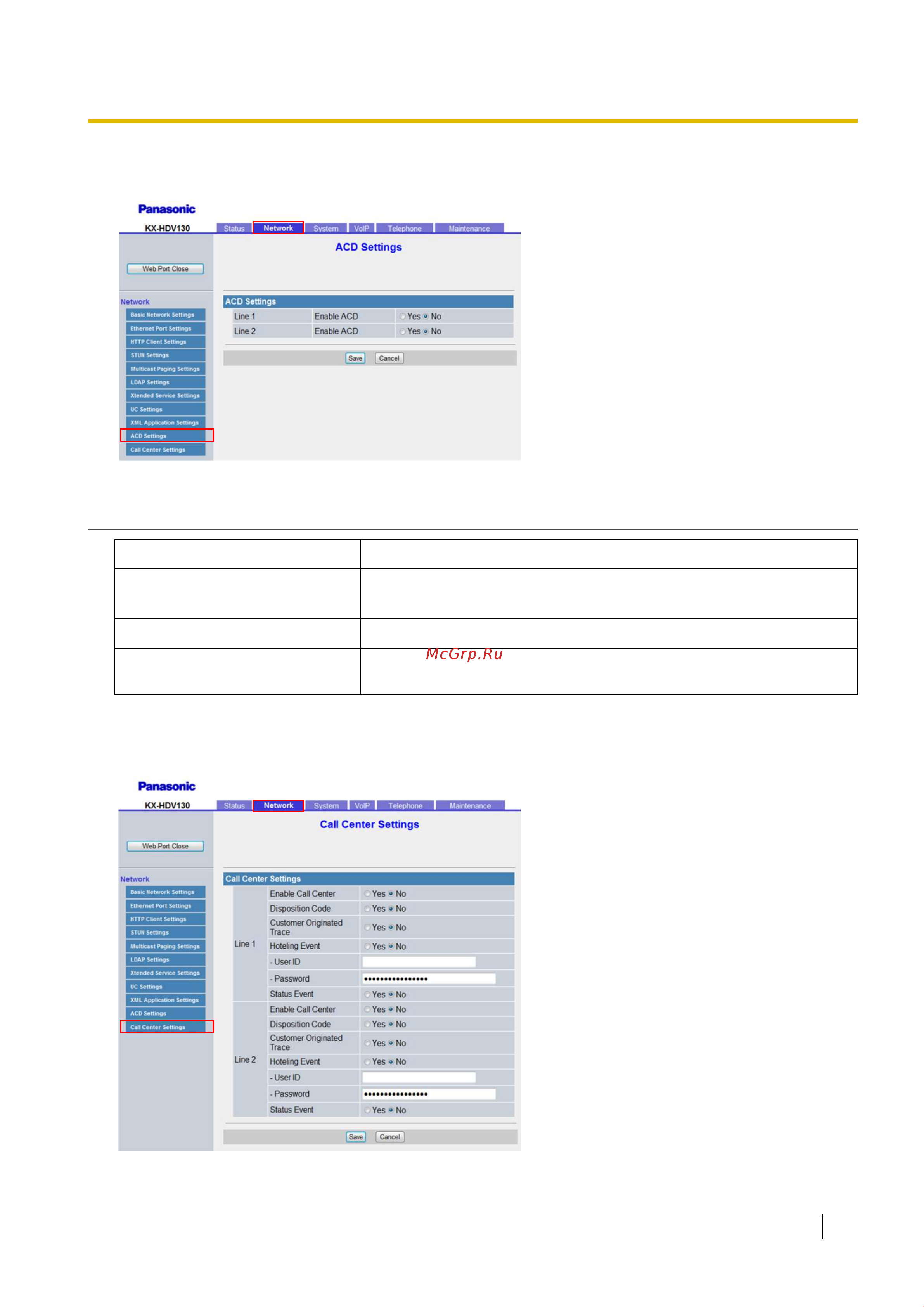 Panasonic KX-HDV130RU [105/340] Acd settings line1 line2
