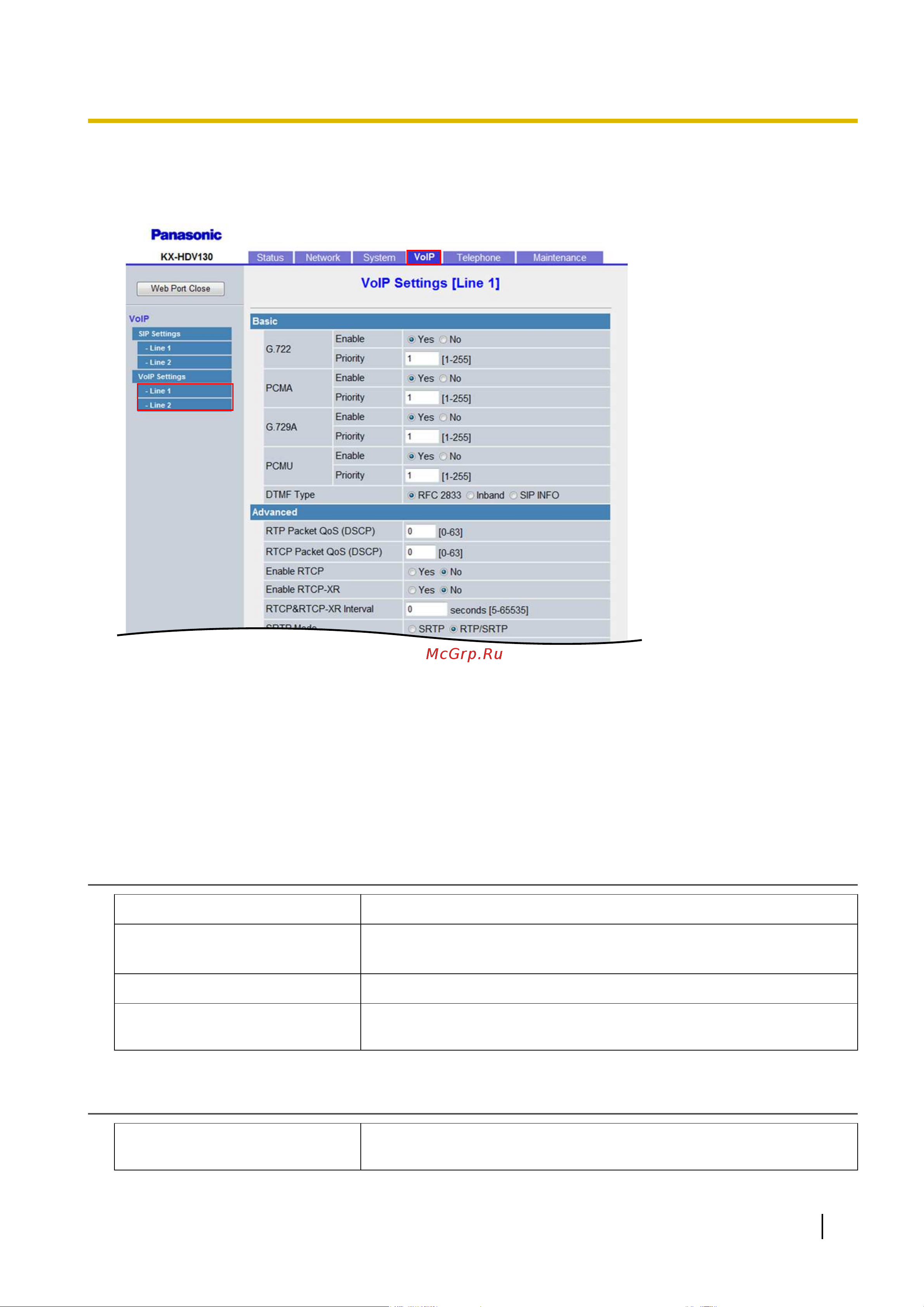 Panasonic KX-HDV130RU [135/340] Voip settings line 1 line 2