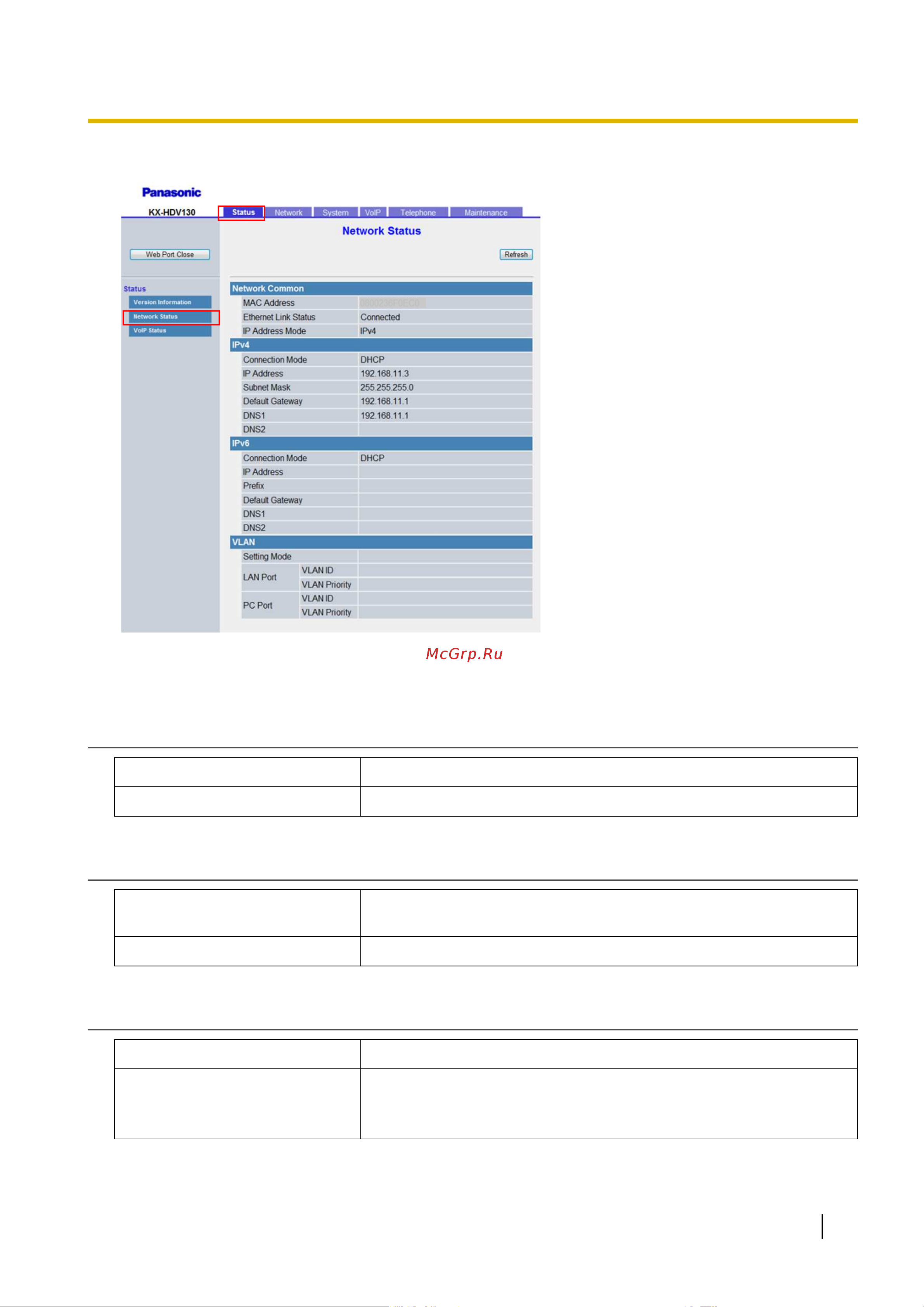 Panasonic KX-HDV130RU [75/340] Ethernet link status