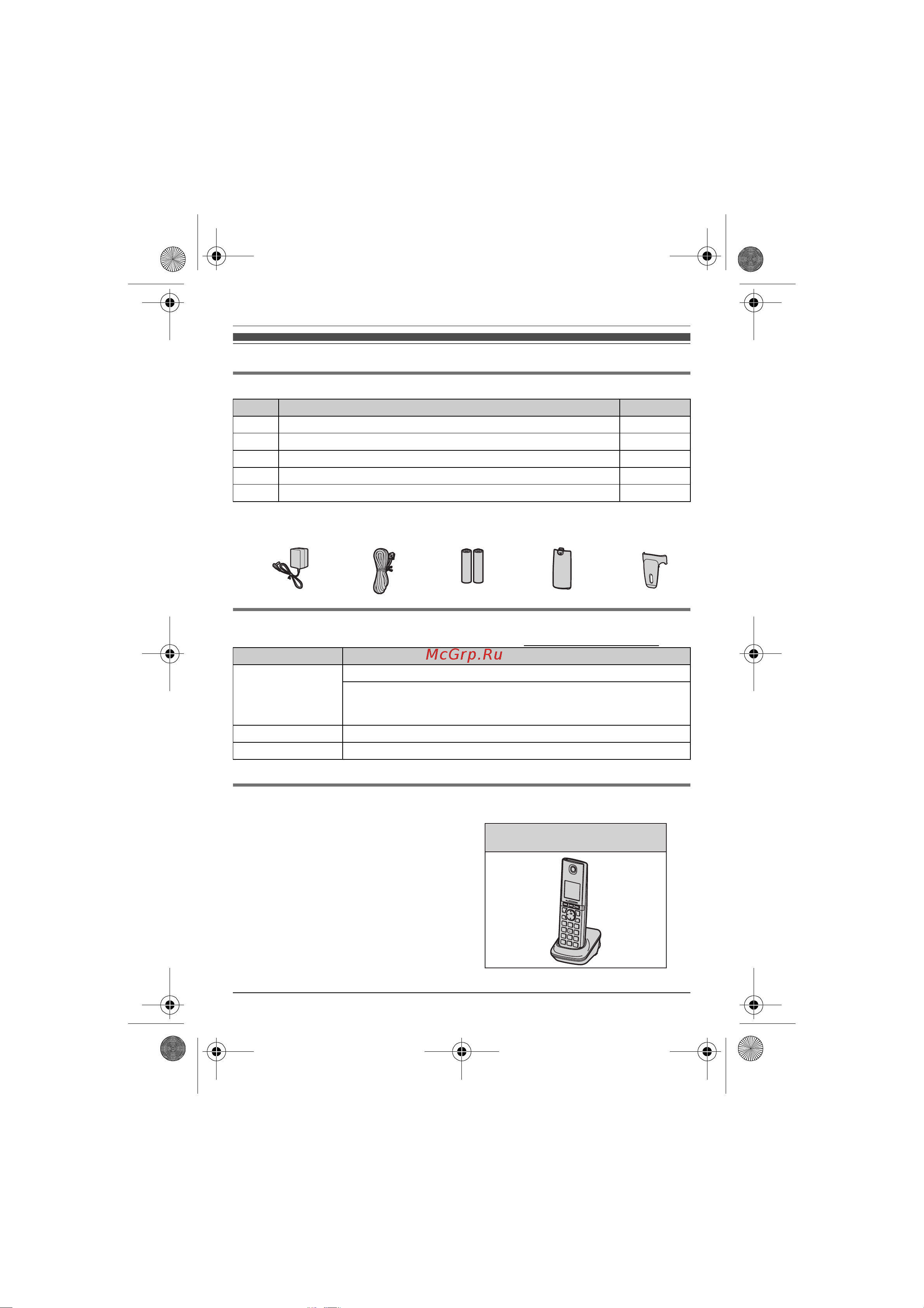 Panasonic KX-TG8052W [5/61] Информация об аксессуарах