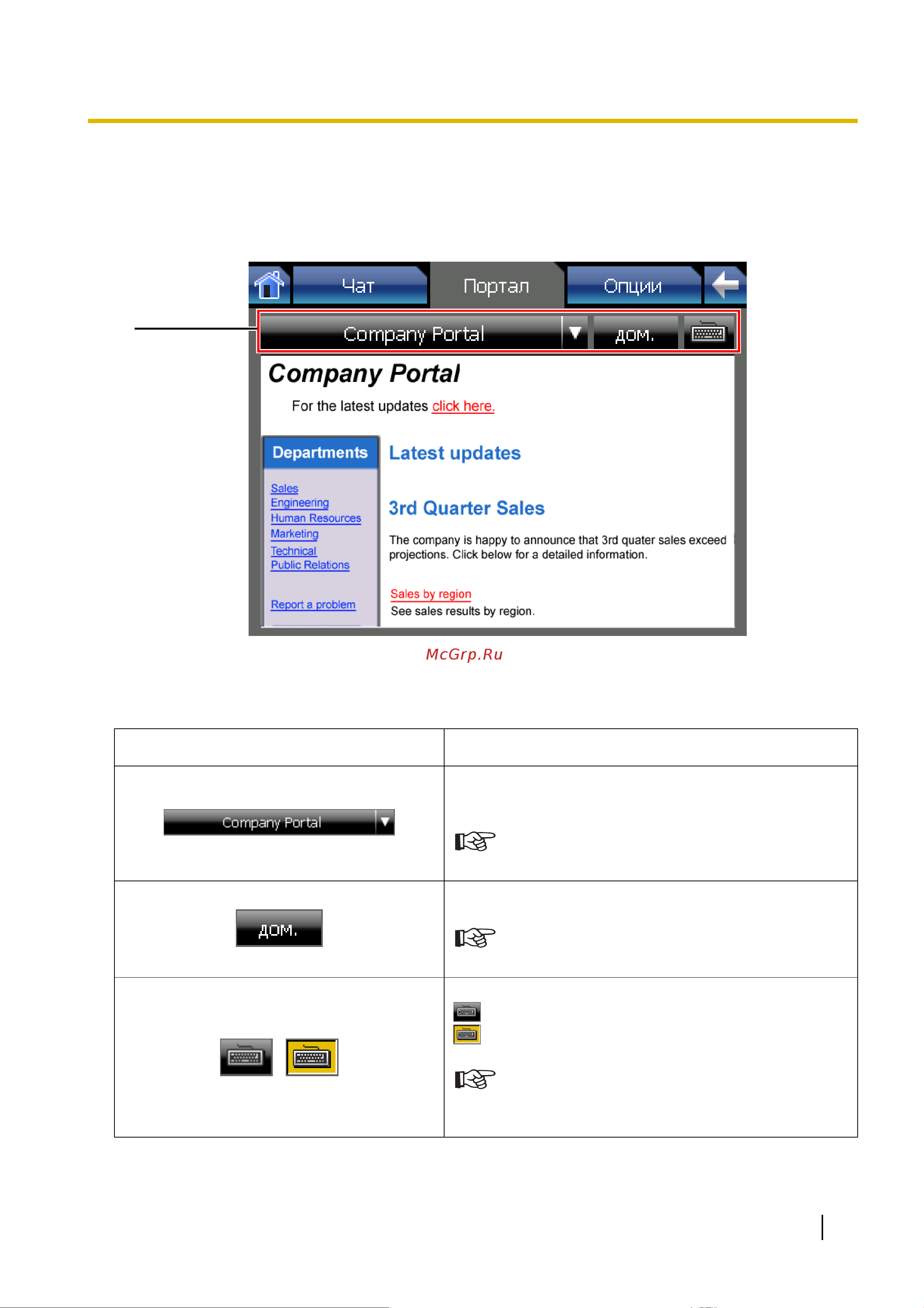 Panasonic KX-NT400RU [59/230] Экран портал