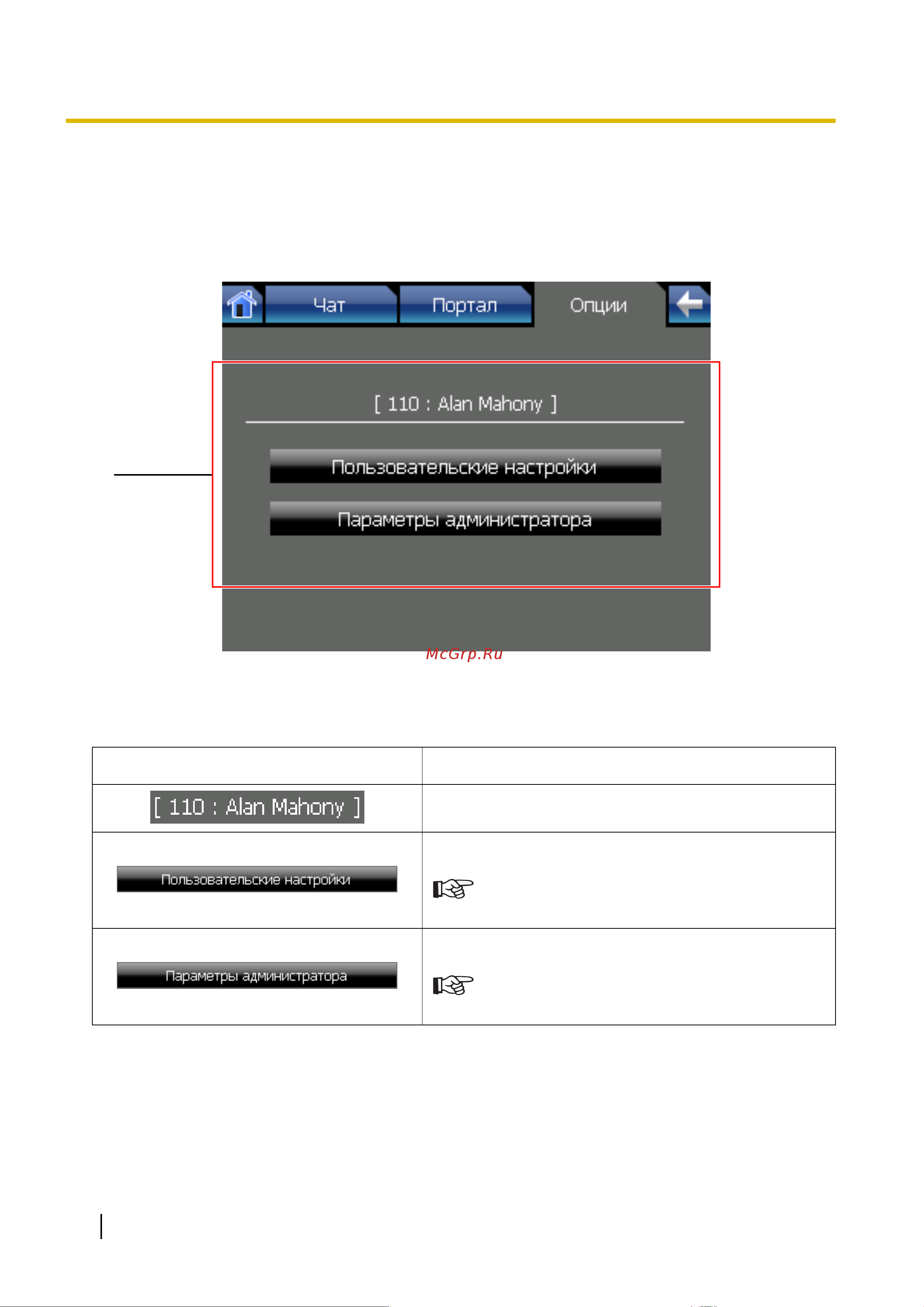 Panasonic KX-NT400RU [62/230] Экран опции