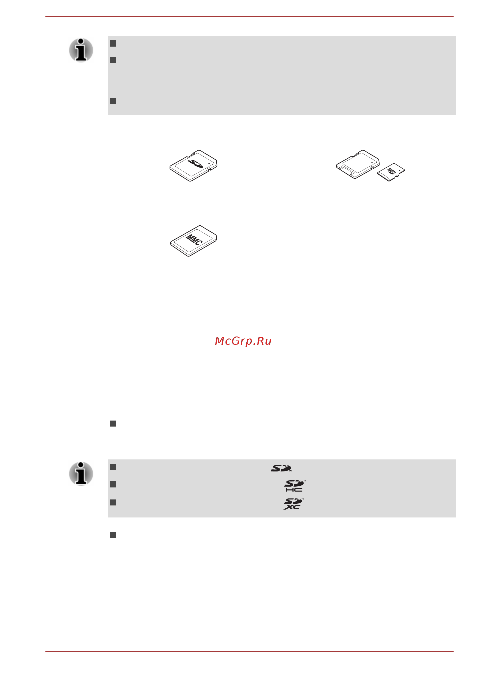 Toshiba Satellite C50-A-L6K [77/134] Points to note about the memory media card