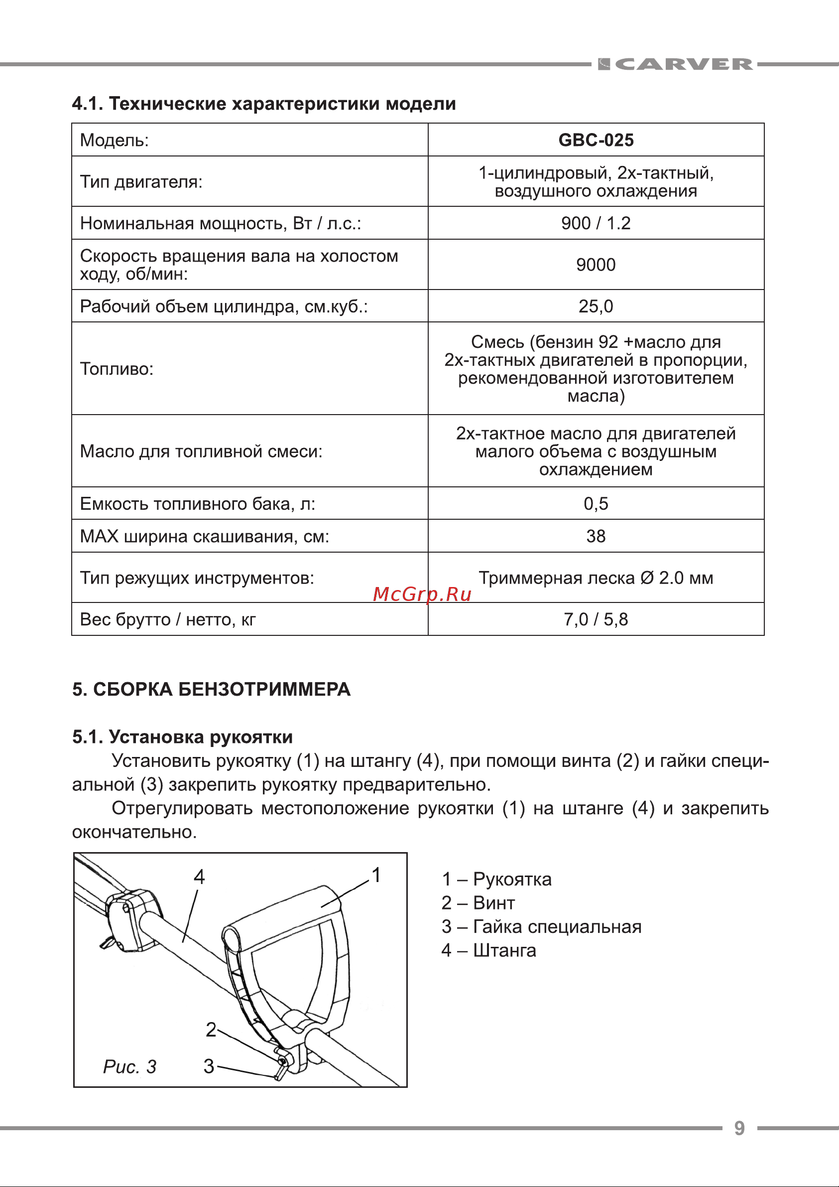 ООО УРАЛОПТИНСТРУМЕНТ CARVER GBC-025 Руководство по эксплуатации онлайн [9/24] 780428