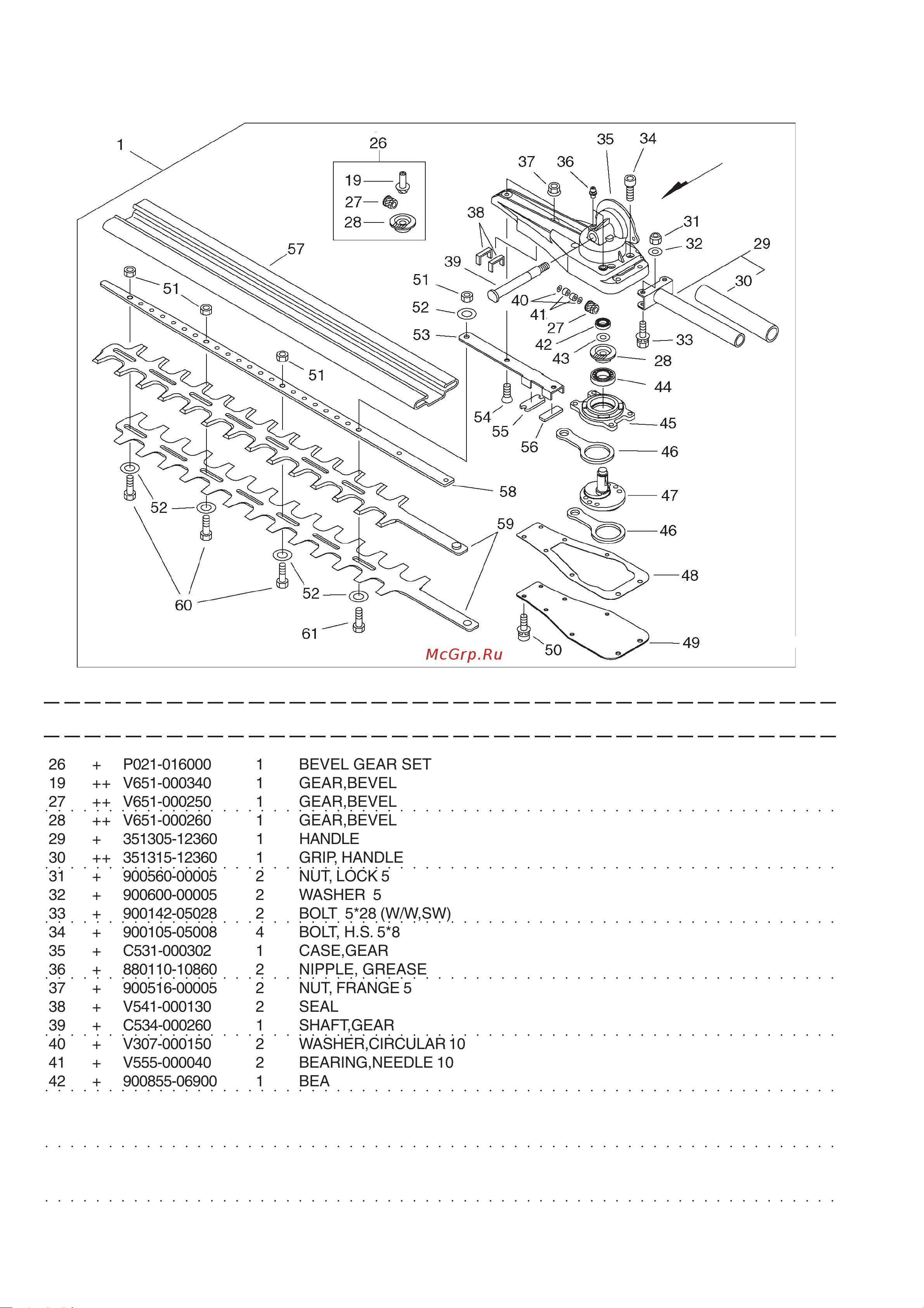 ECHO INCORPORATED ECHO PAS-Садовые ножницы с рег. наклоном (деталировка) [13/17] Hcaa 2404a 5b gear case cutter