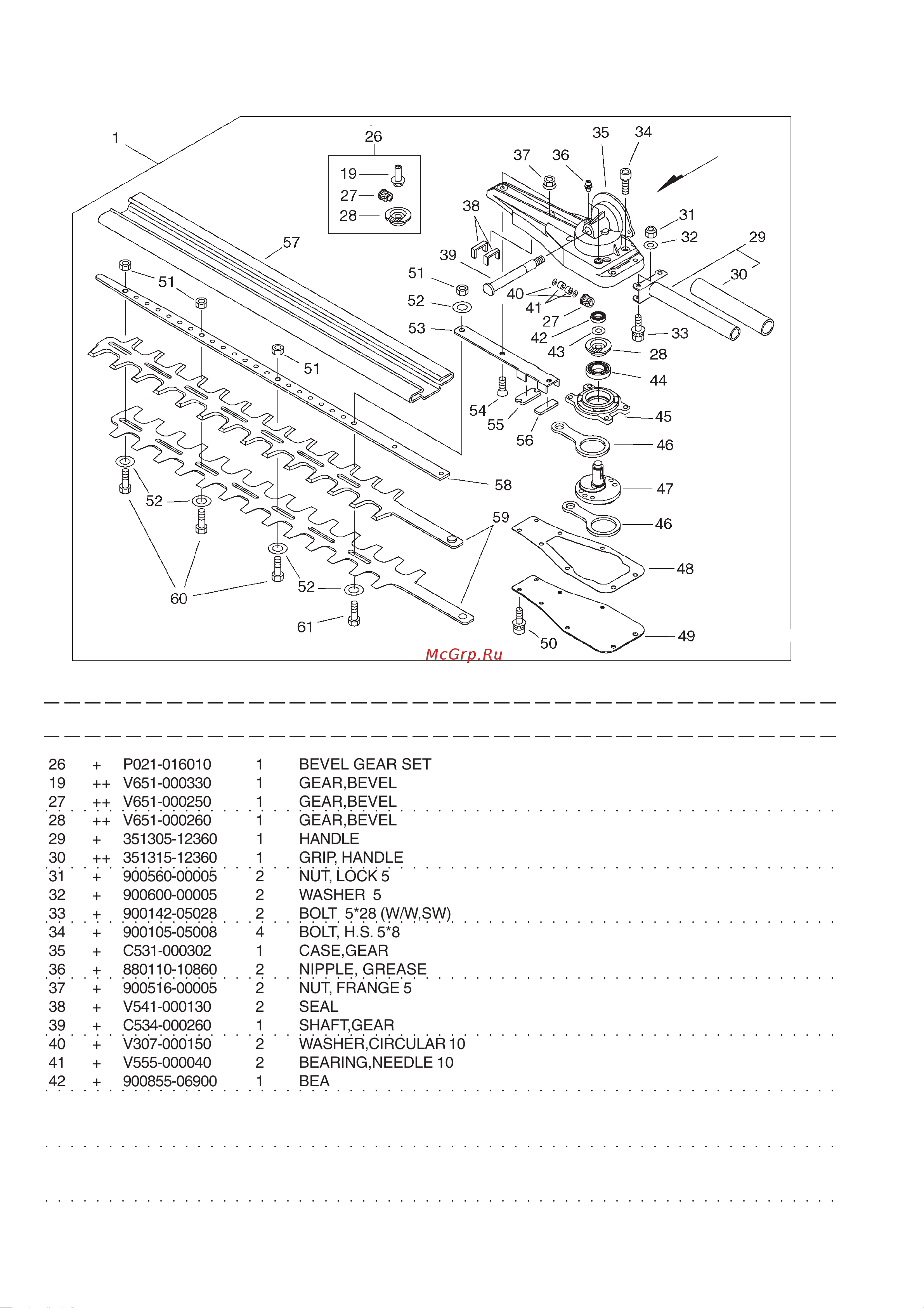 ECHO INCORPORATED ECHO PAS-Садовые ножницы с рег. наклоном (деталировка) [3/17] Hcaa 2400a 1b gear case cutter