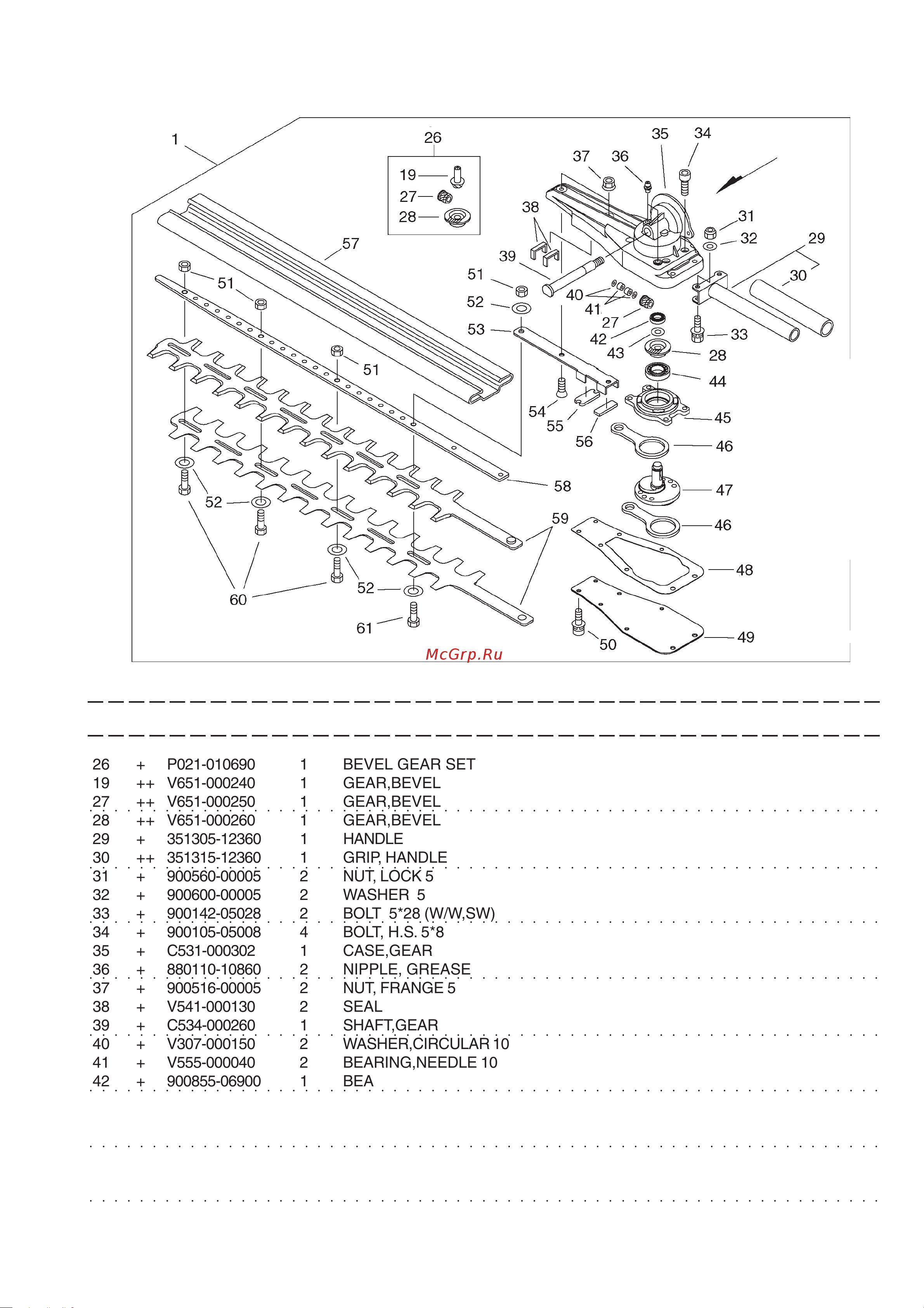 ECHO INCORPORATED ECHO PAS-Садовые ножницы с рег. наклоном (деталировка) [6/17] Hcaa 2401a 2b gear case cutter