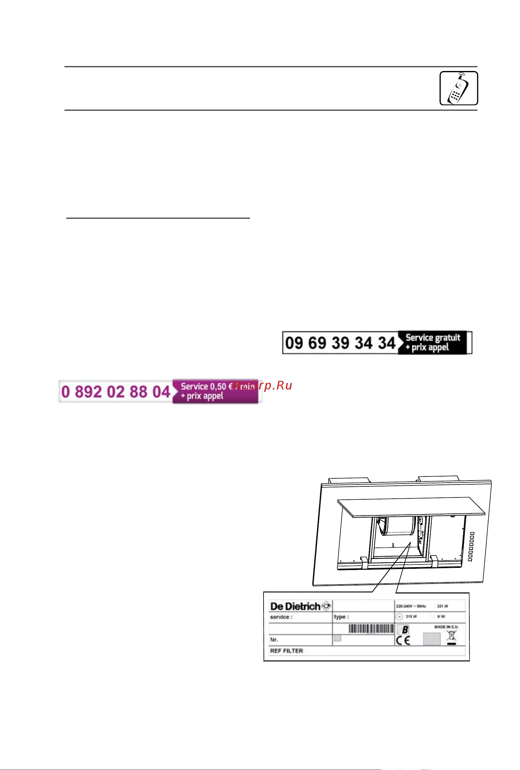 De Dietrich DHV7962G [21/112] Service consommateurs